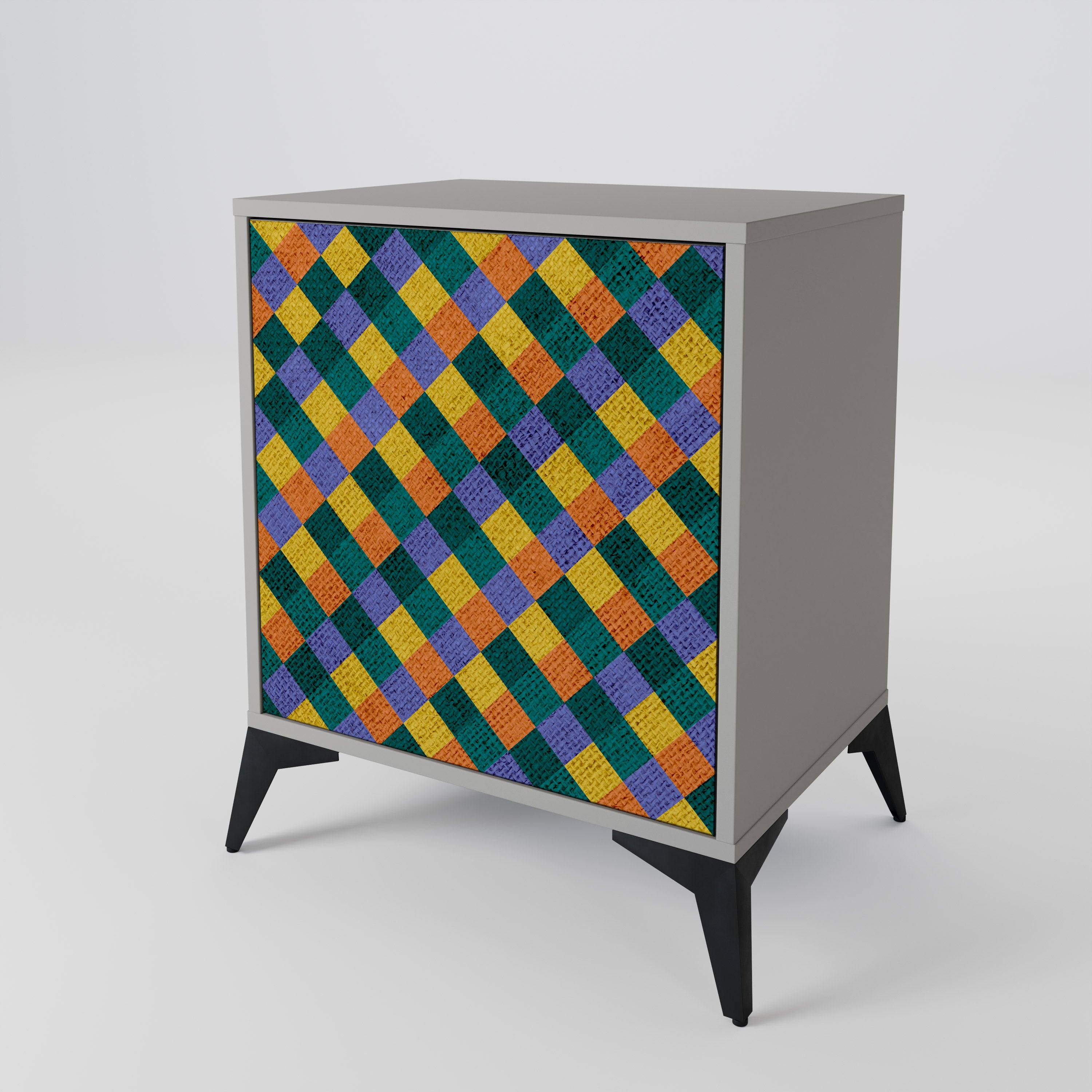 PAINTED SQUARES MIX 1-Door Sideboard