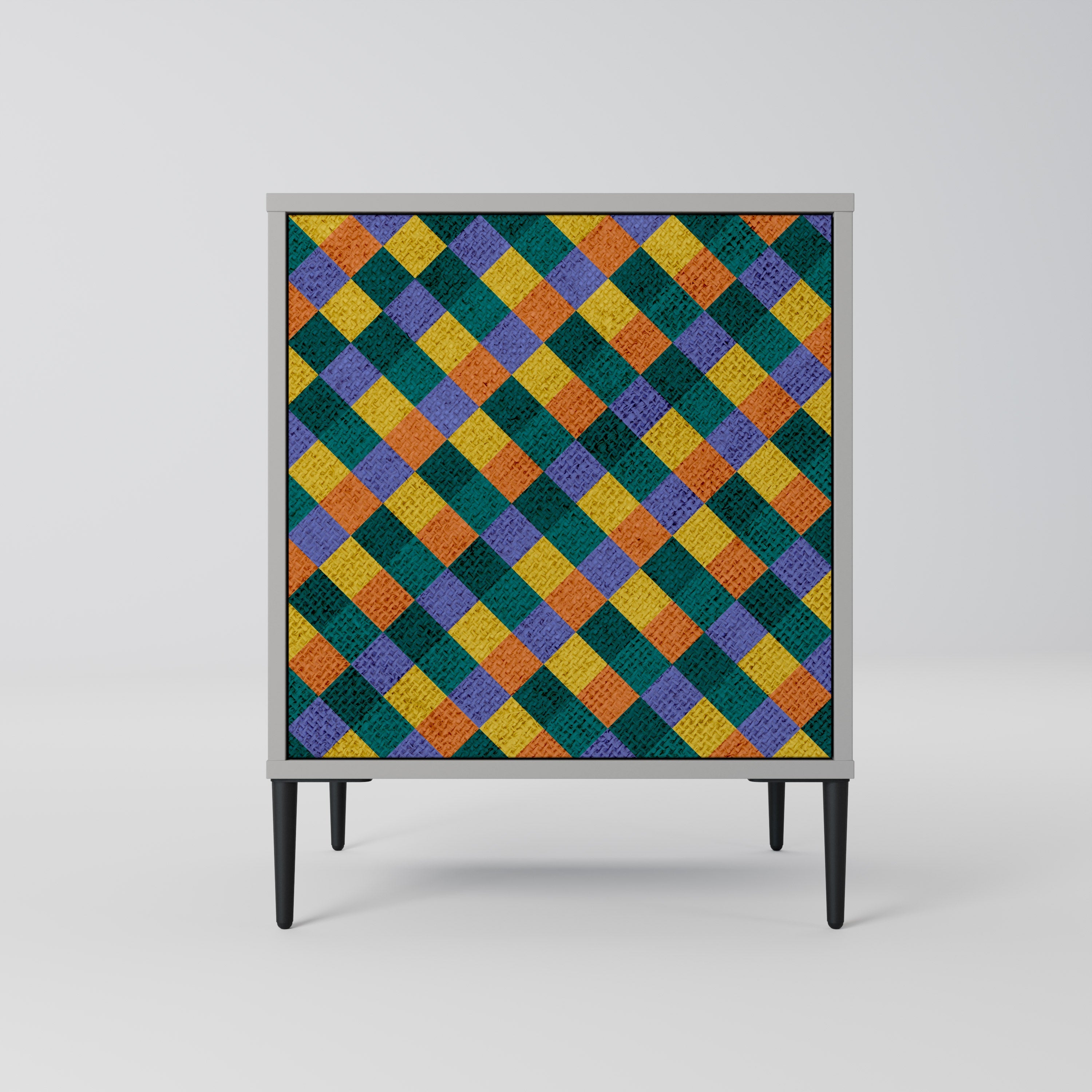 PAINTED SQUARES MIX Aparador de 1 Porta em Acabamento Cinzento