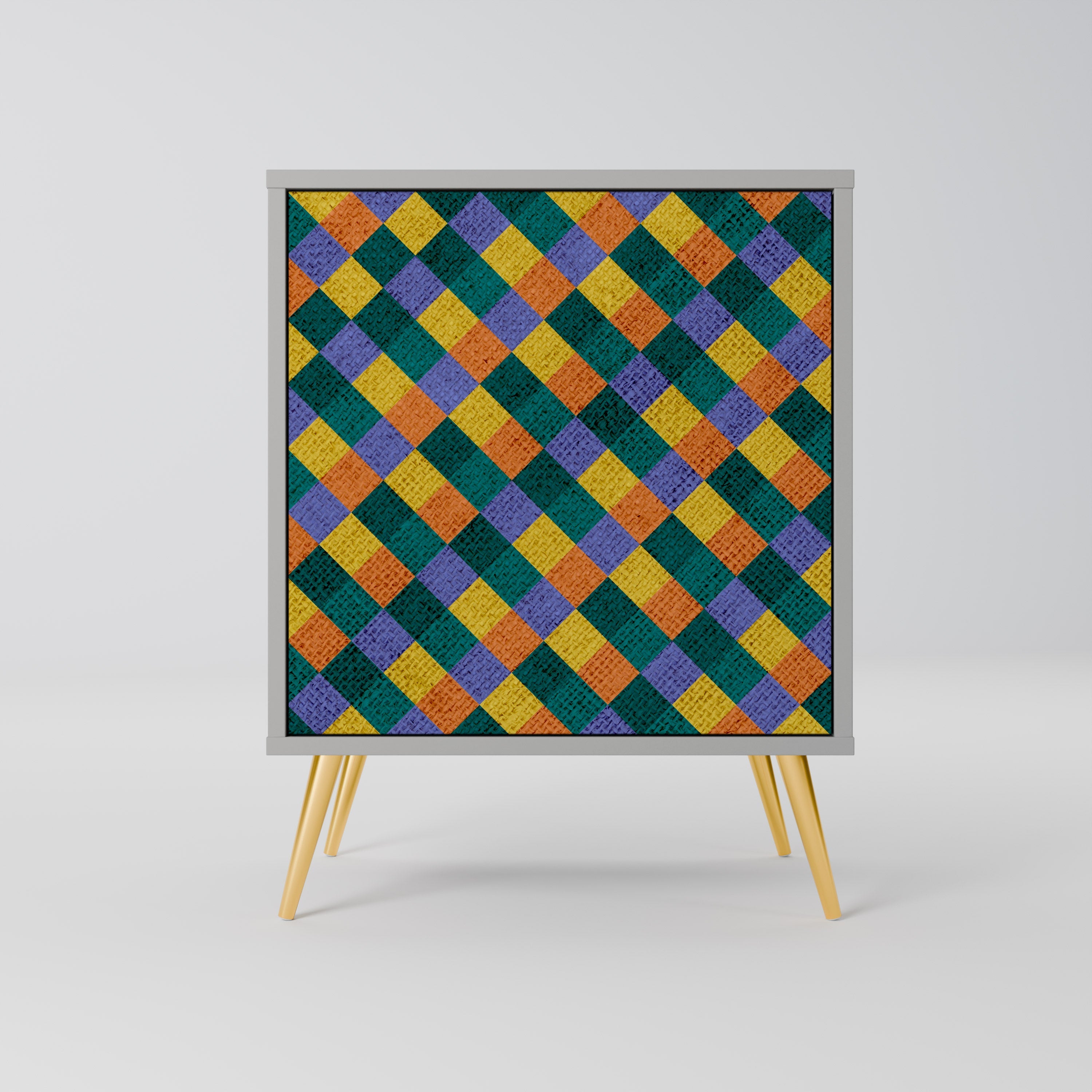 PAINTED SQUARES MIX Aparador de 1 Porta em Acabamento Cinzento