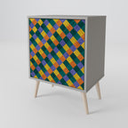 PAINTED SQUARES MIX Aparador de 1 Porta em Acabamento Cinzento