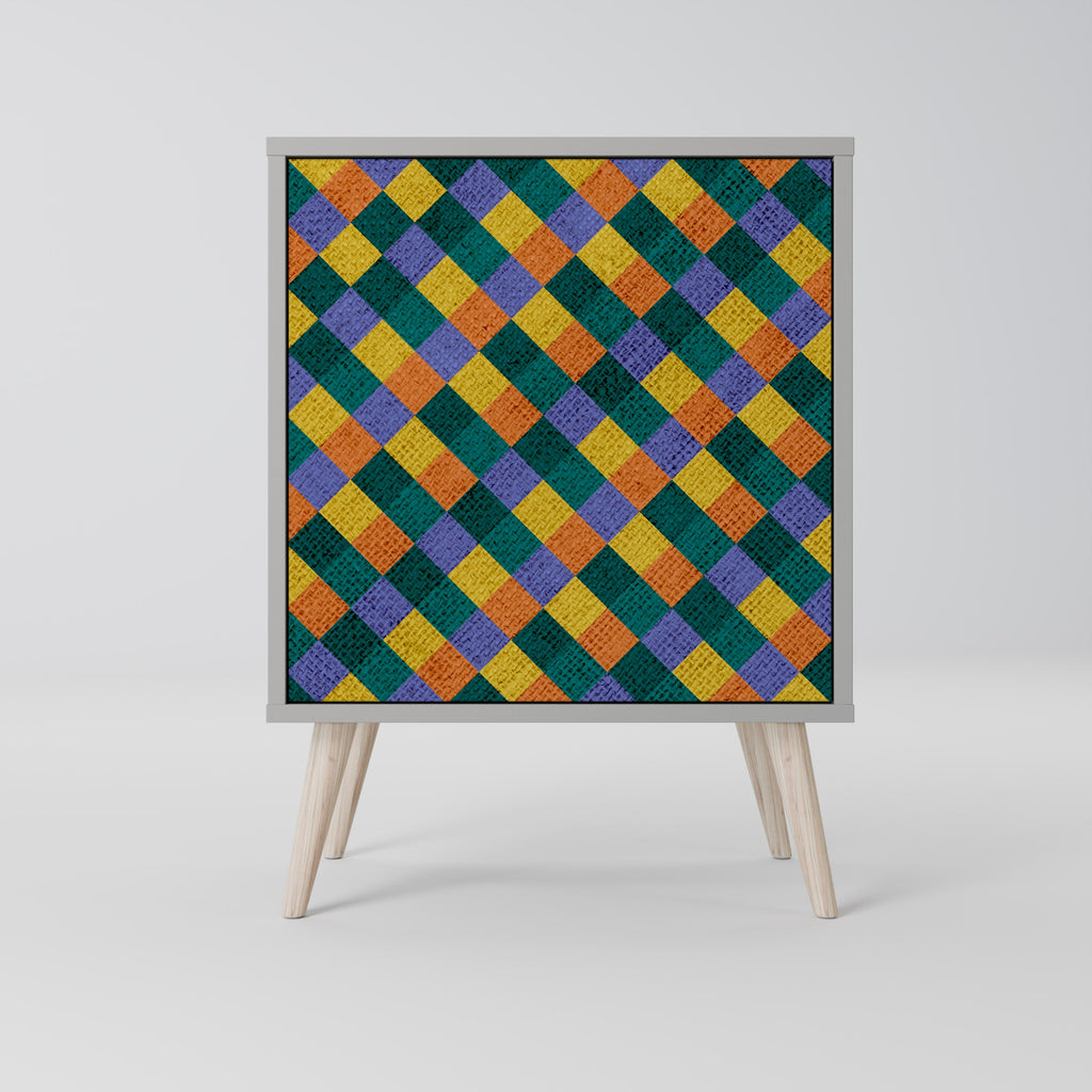 PAINTED SQUARES MIX Aparador de 1 Porta em Acabamento Cinzento