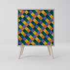 PAINTED SQUARES MIX Aparador de 1 Porta em Acabamento Cinzento