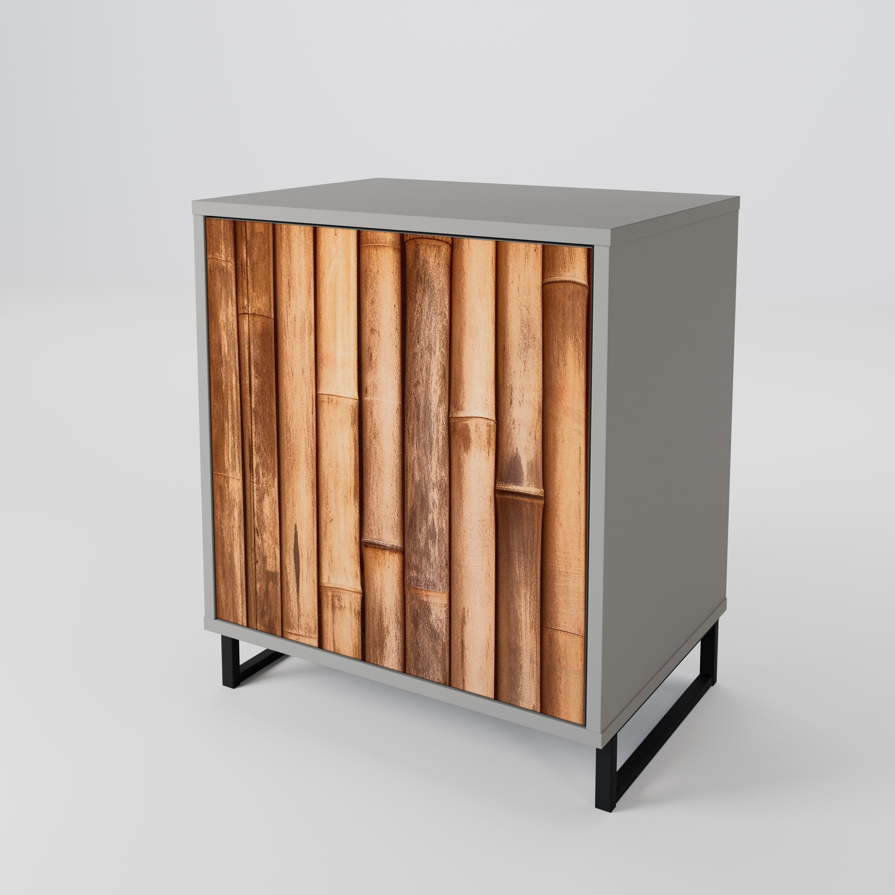 NATURAL WOOD Aparador de 1 Porta em Acabamento Cinzento