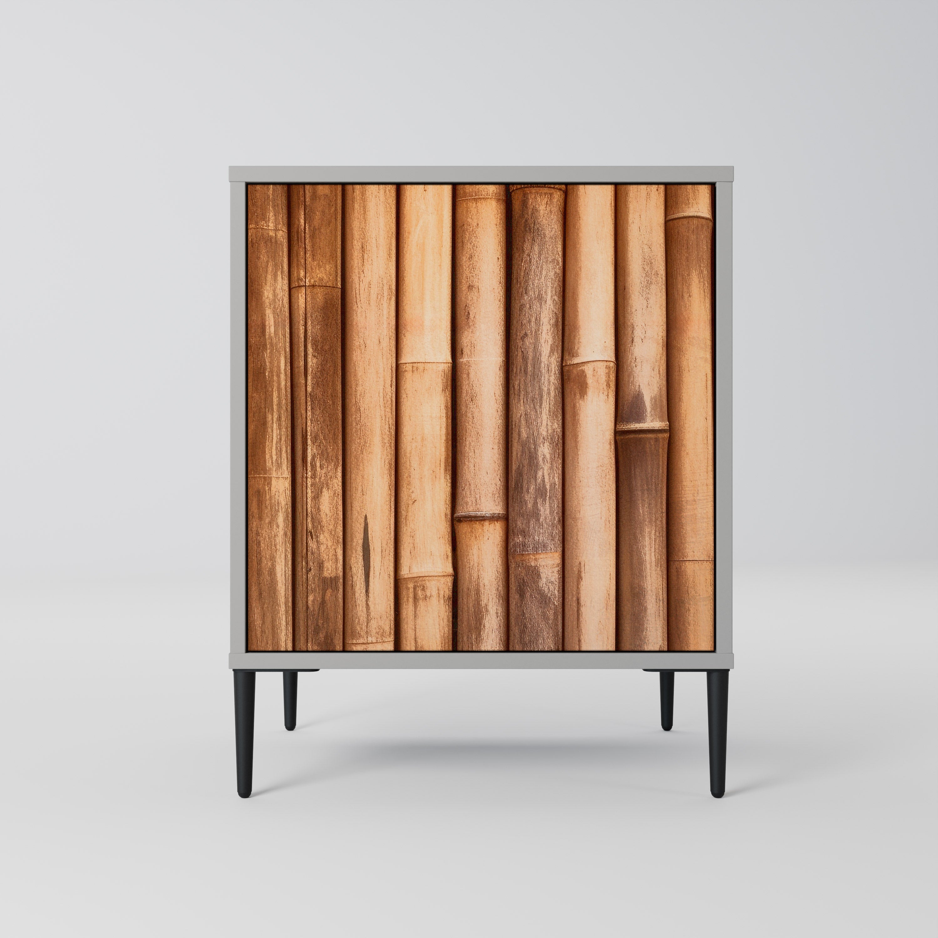 NATURAL WOOD Aparador de 1 Porta em Acabamento Cinzento