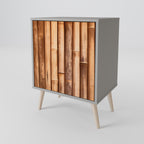 NATURAL WOOD Aparador de 1 Porta em Acabamento Cinzento