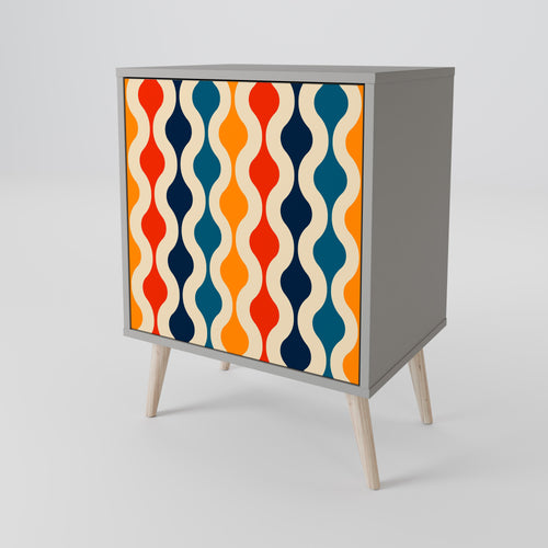 COLORFUL NOSTALGIA 1-Door Sideboard in Grey Finish