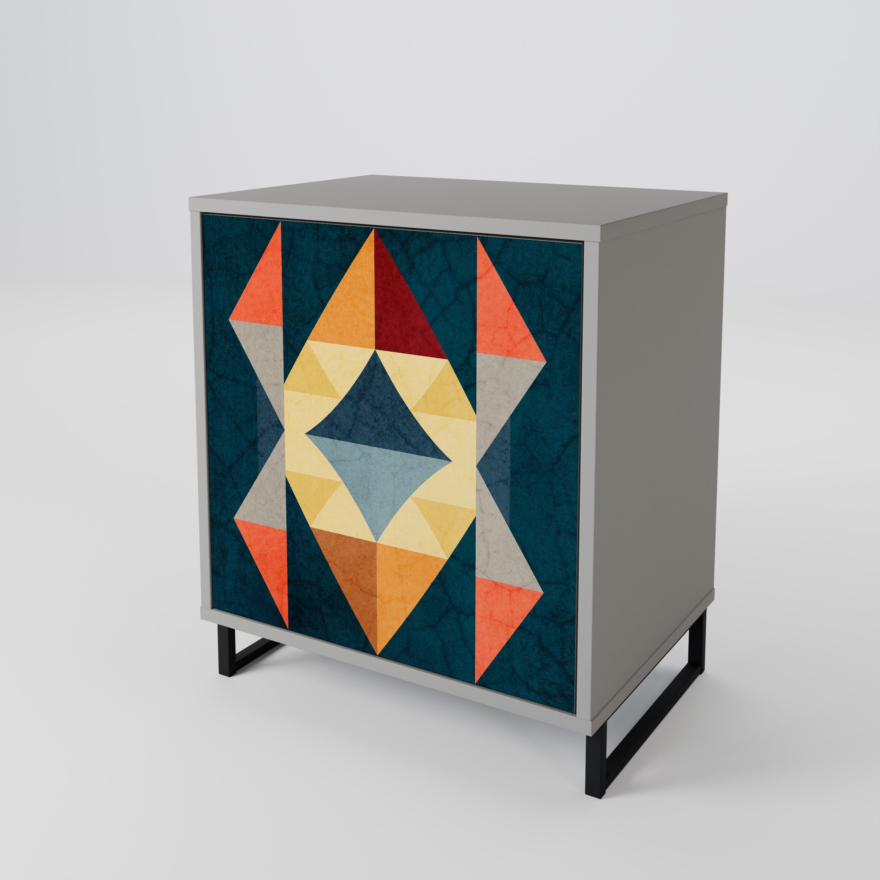 CRACKED ILLUSION Aparador de 1 Porta em Acabamento Cinzento