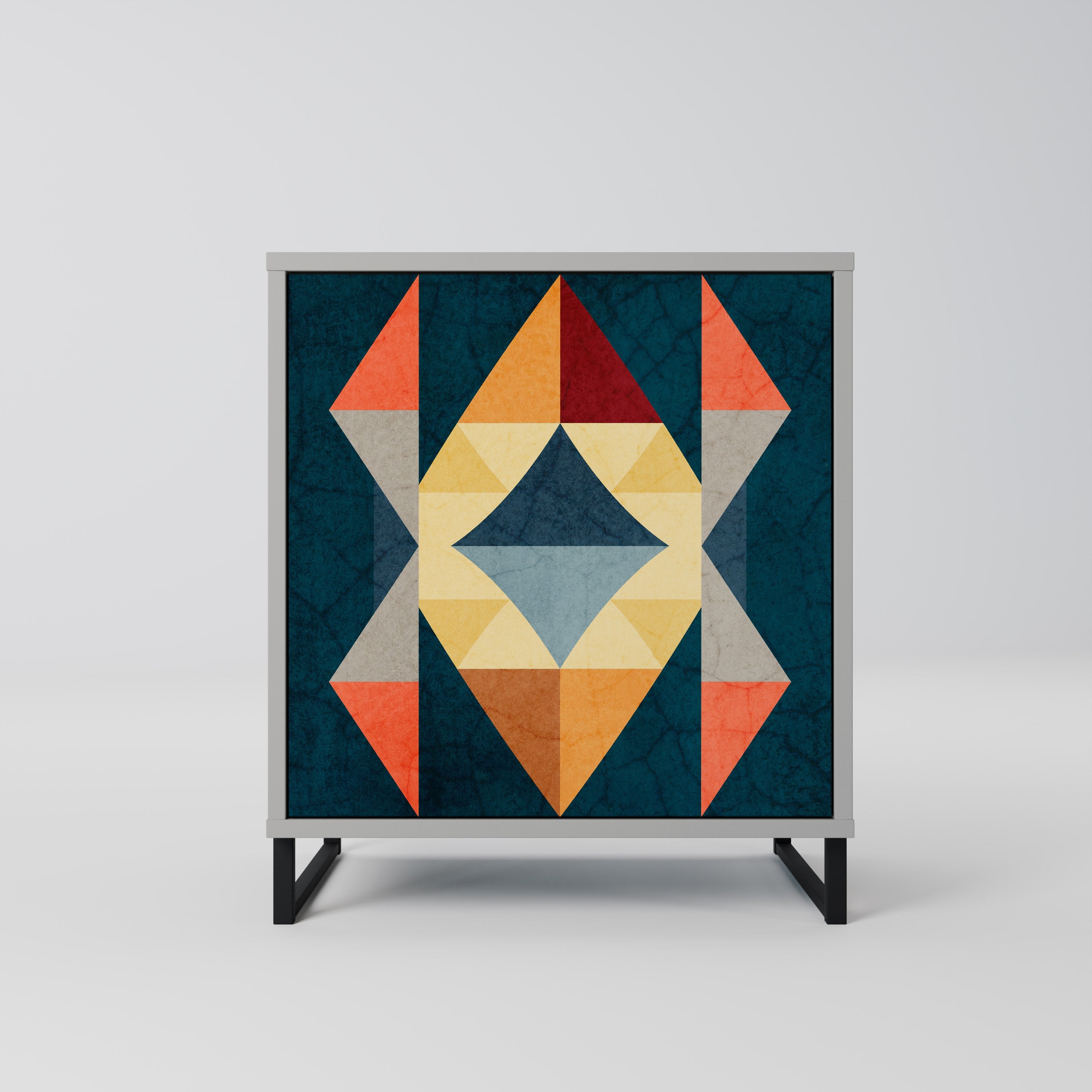 CRACKED ILLUSION Aparador de 1 Porta em Acabamento Cinzento