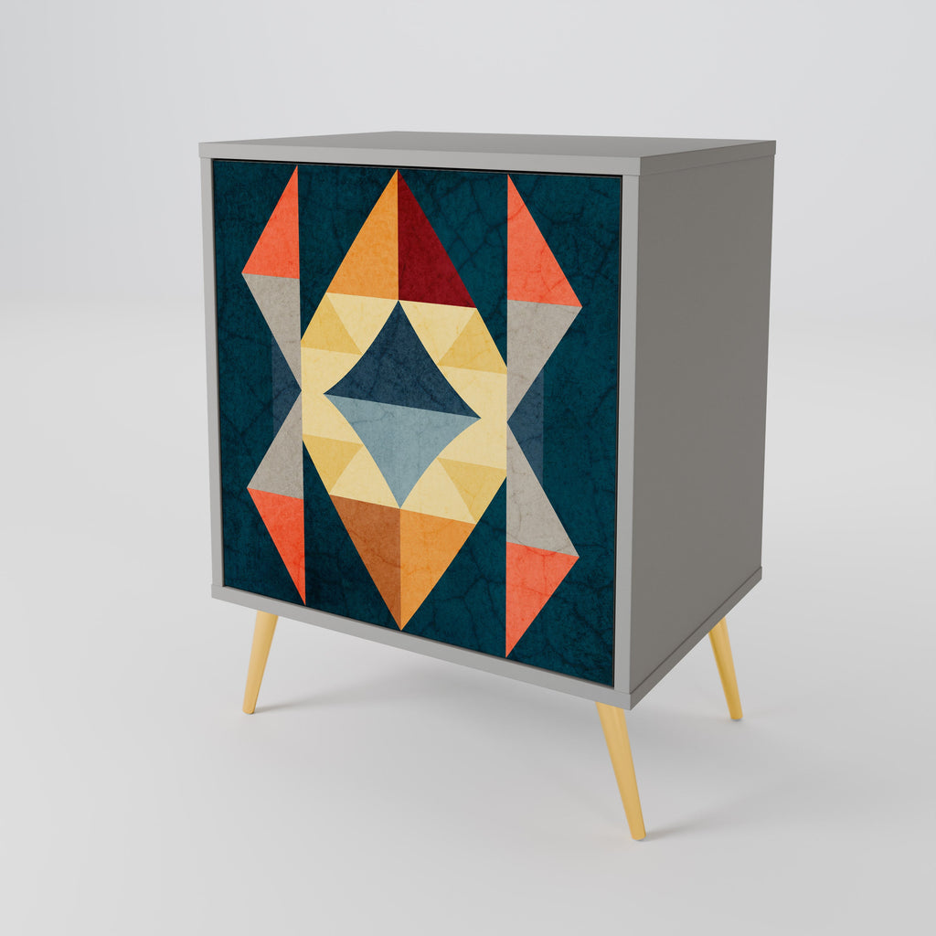 CRACKED ILLUSION Aparador de 1 Porta em Acabamento Cinzento