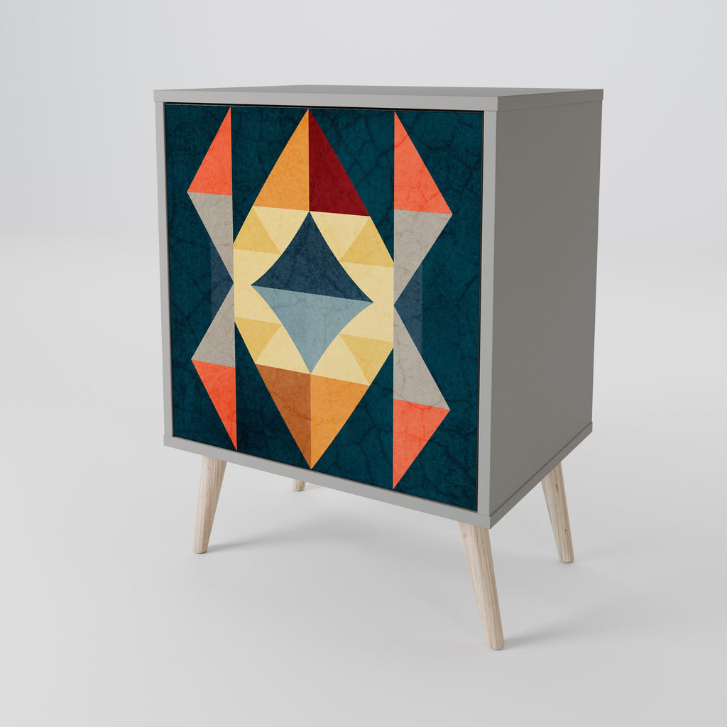 CRACKED ILLUSION Aparador de 1 Porta em Acabamento Cinzento