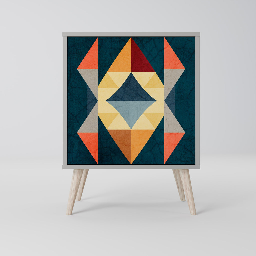 CRACKED ILLUSION Aparador de 1 Porta em Acabamento Cinzento