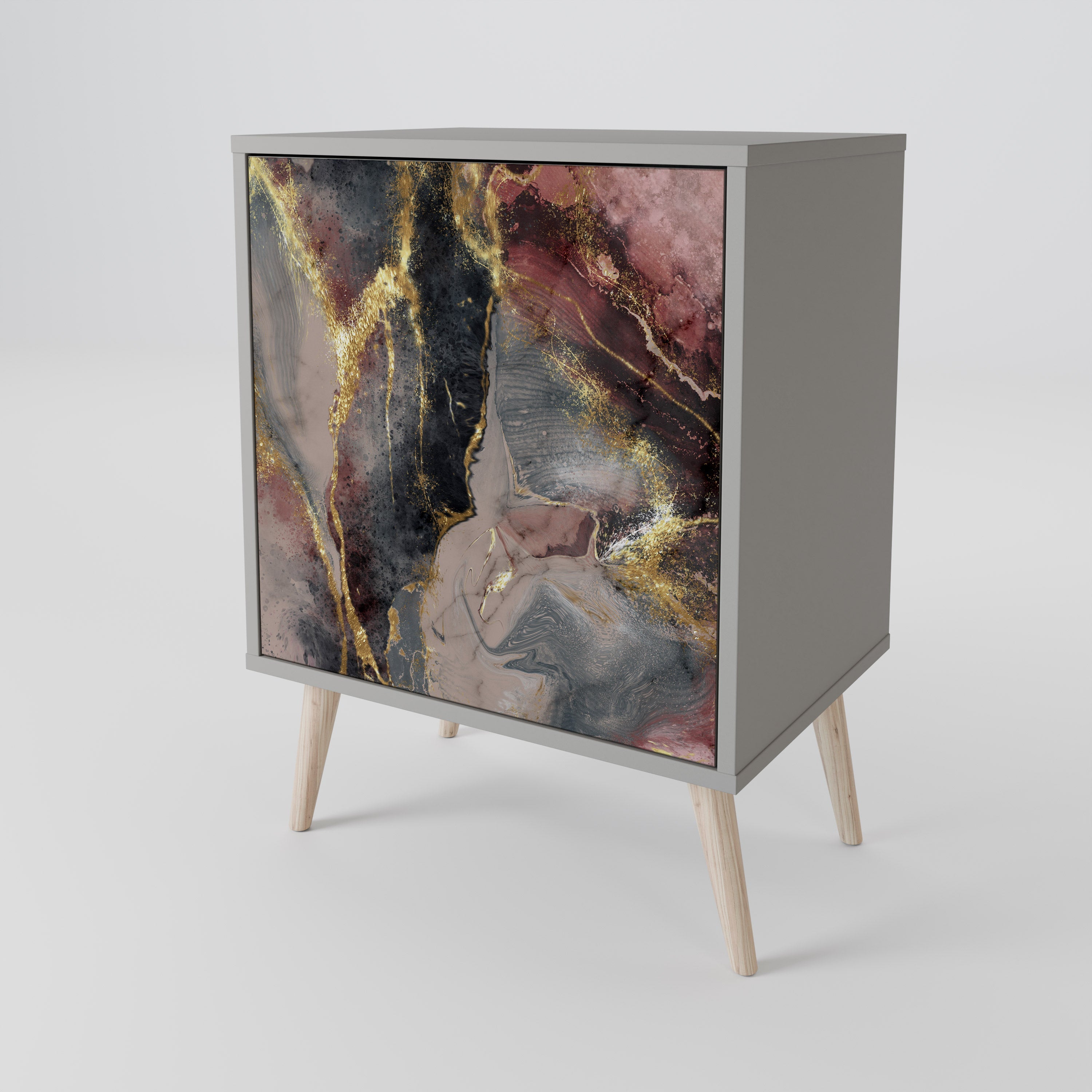 GOLDEN TIDES Aparador de 1 Porta em Acabamento Cinzento