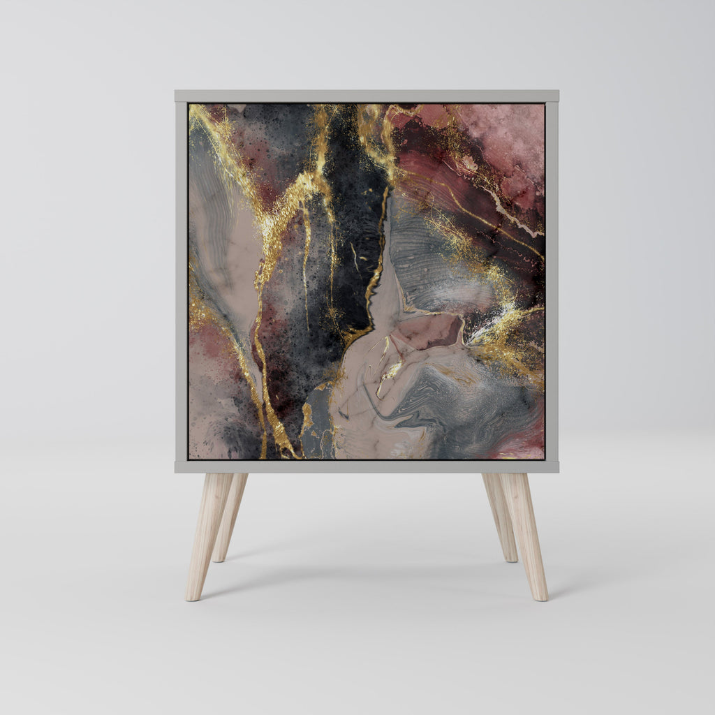 GOLDEN TIDES Aparador de 1 Porta em Acabamento Cinzento