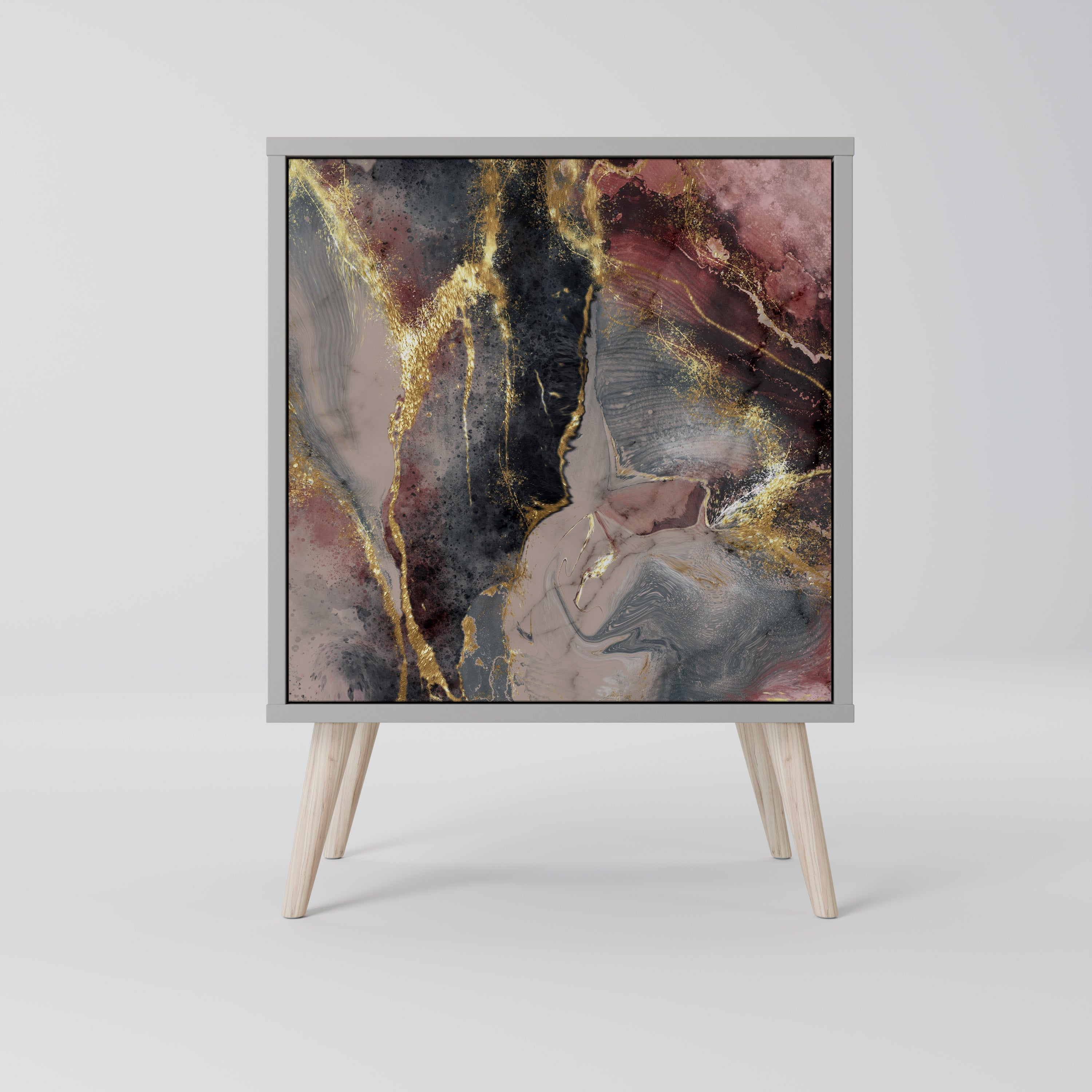 GOLDEN TIDES Aparador de 1 Porta em Acabamento Cinzento