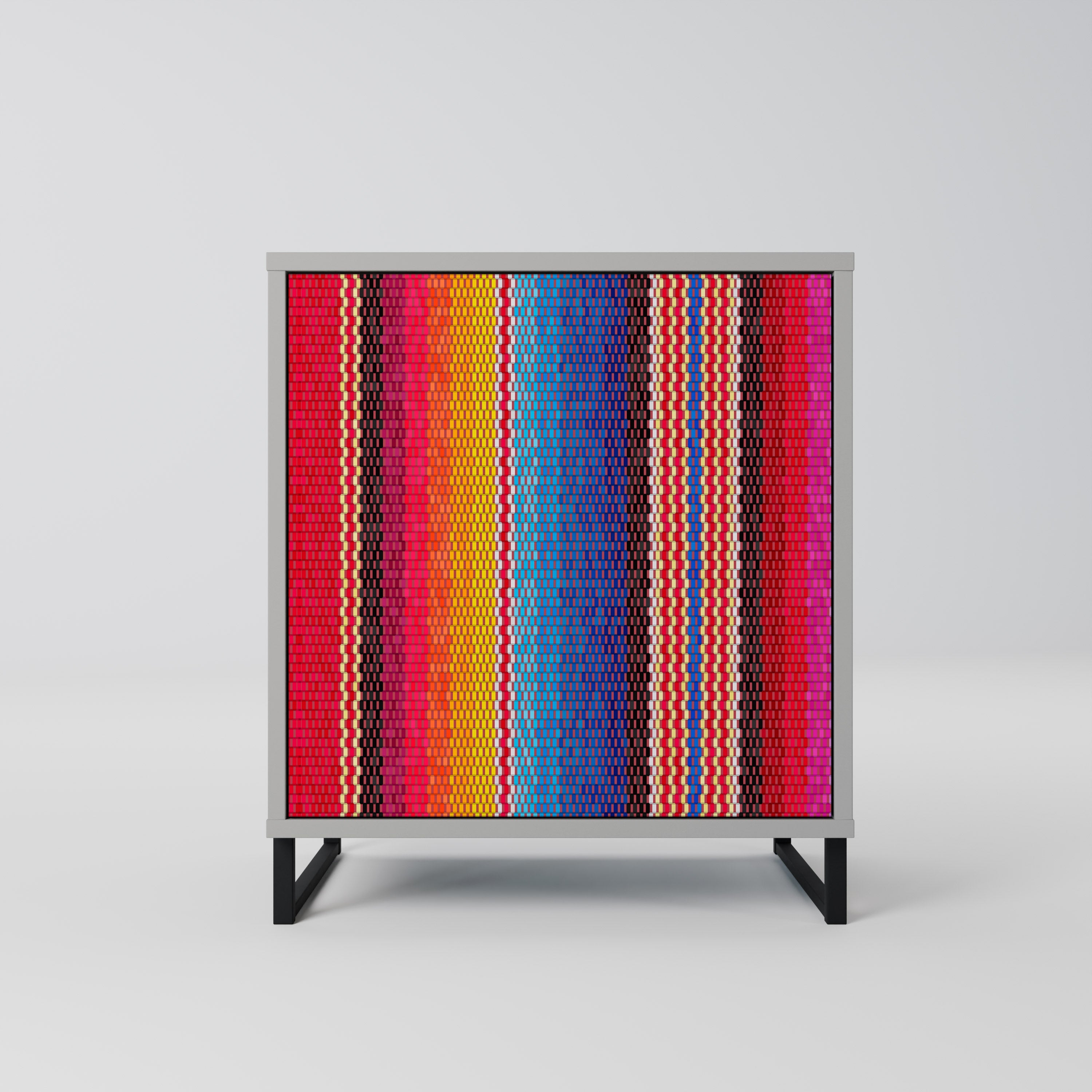 ETHNIC MEXICAN Aparador de 1 Porta em Acabamento Cinzento