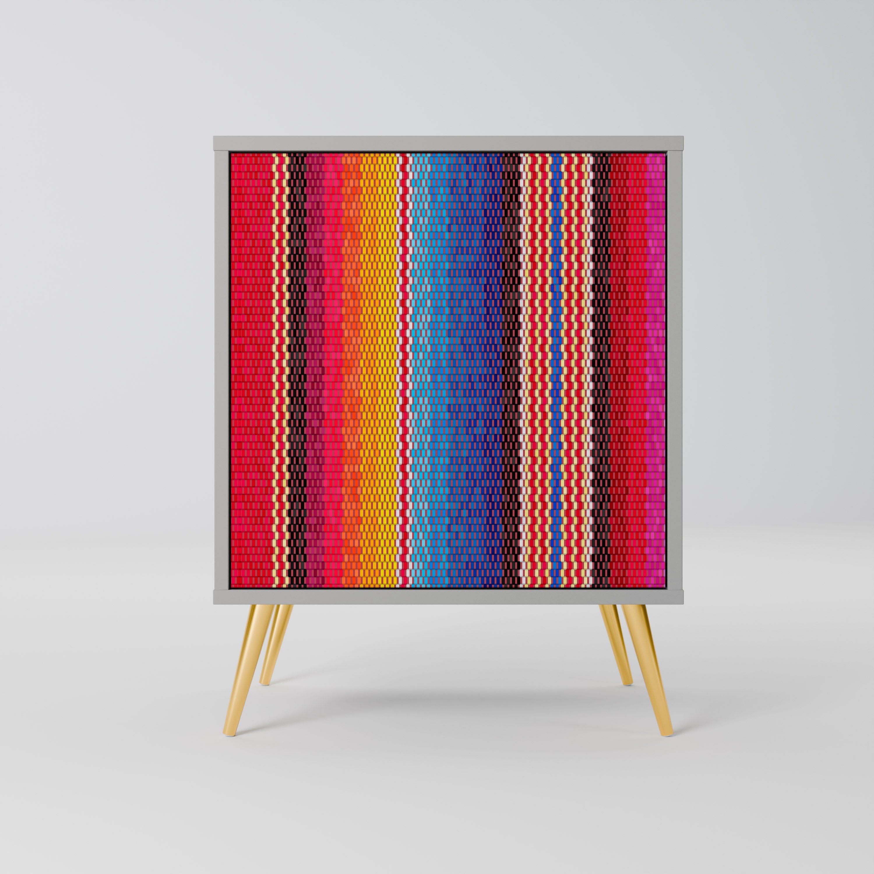 ETHNIC MEXICAN Aparador de 1 Porta em Acabamento Cinzento