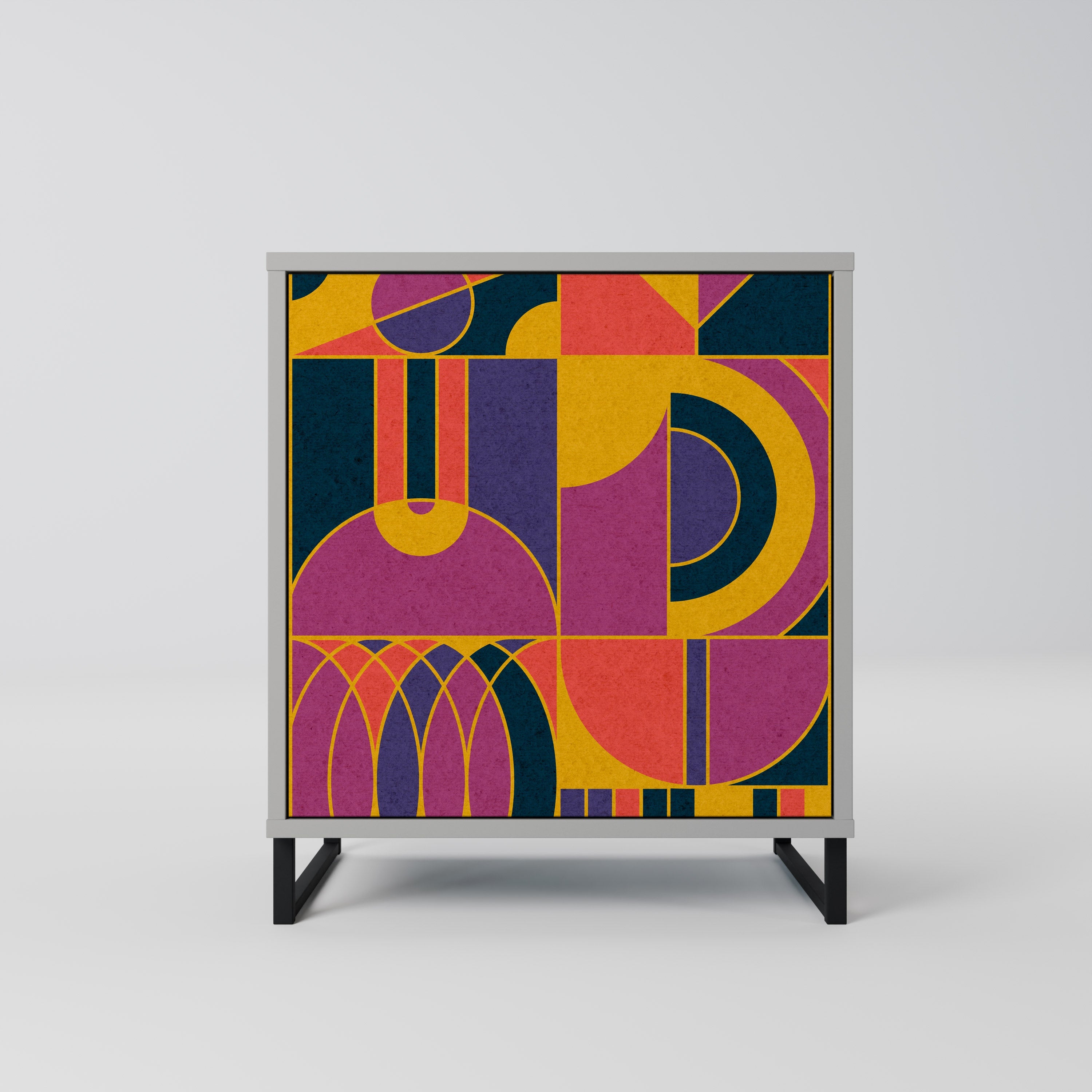 ELECTRIC PATTERNS Aparador de 1 Porta em Acabamento Cinzento