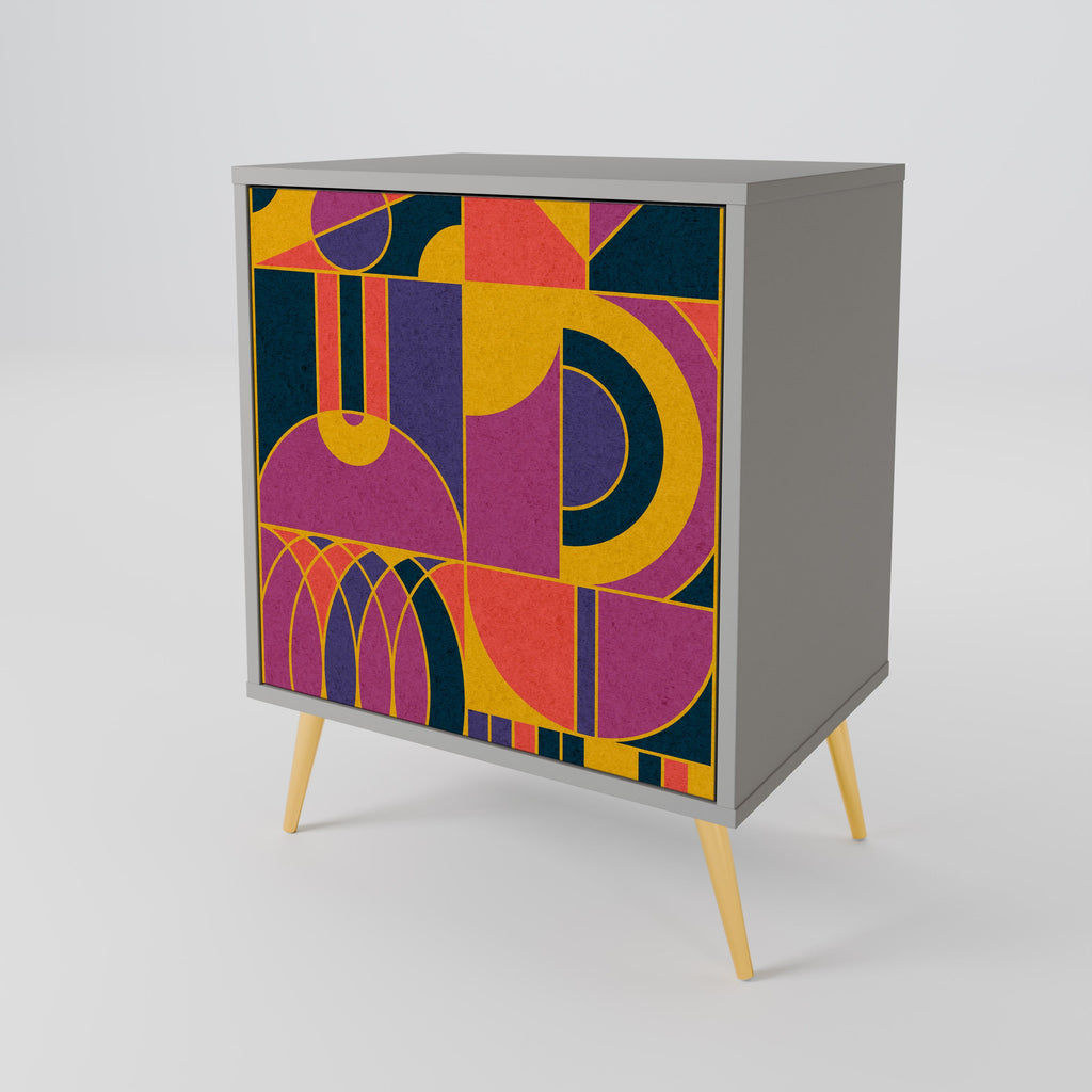 ELECTRIC PATTERNS 1-Door Sideboard in Grey Finish