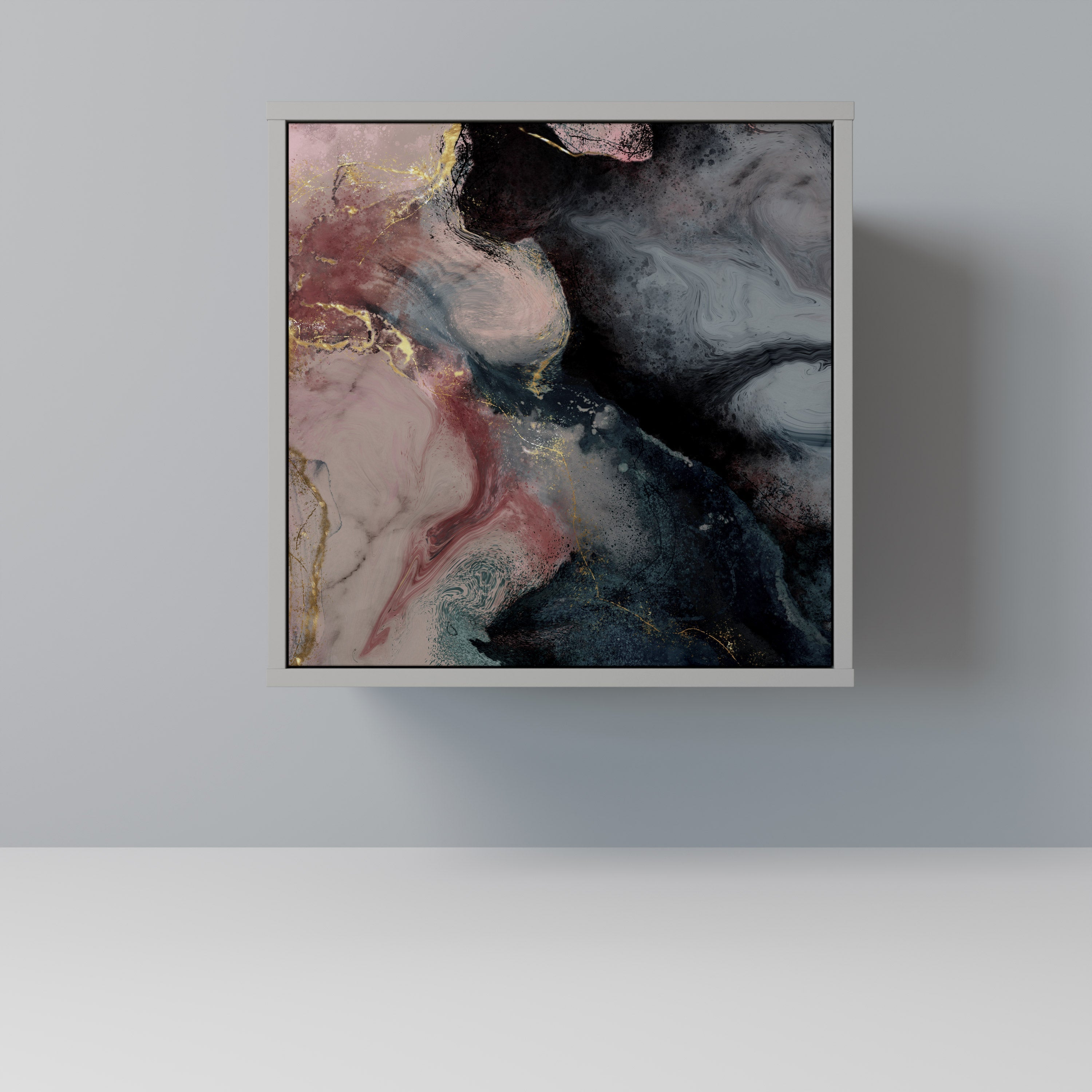 GILDED SWIRLS Aparador de 1 Porta em Acabamento Cinzento