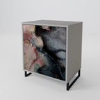 GILDED SWIRLS 1-Door Sideboard in Grey Finish