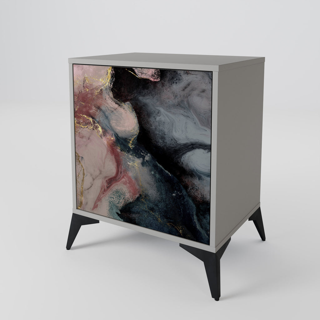 GILDED SWIRLS 1-Door Sideboard in Grey Finish