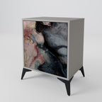 GILDED SWIRLS 1-Door Sideboard in Grey Finish