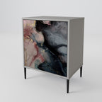 GILDED SWIRLS 1-Door Sideboard in Grey Finish