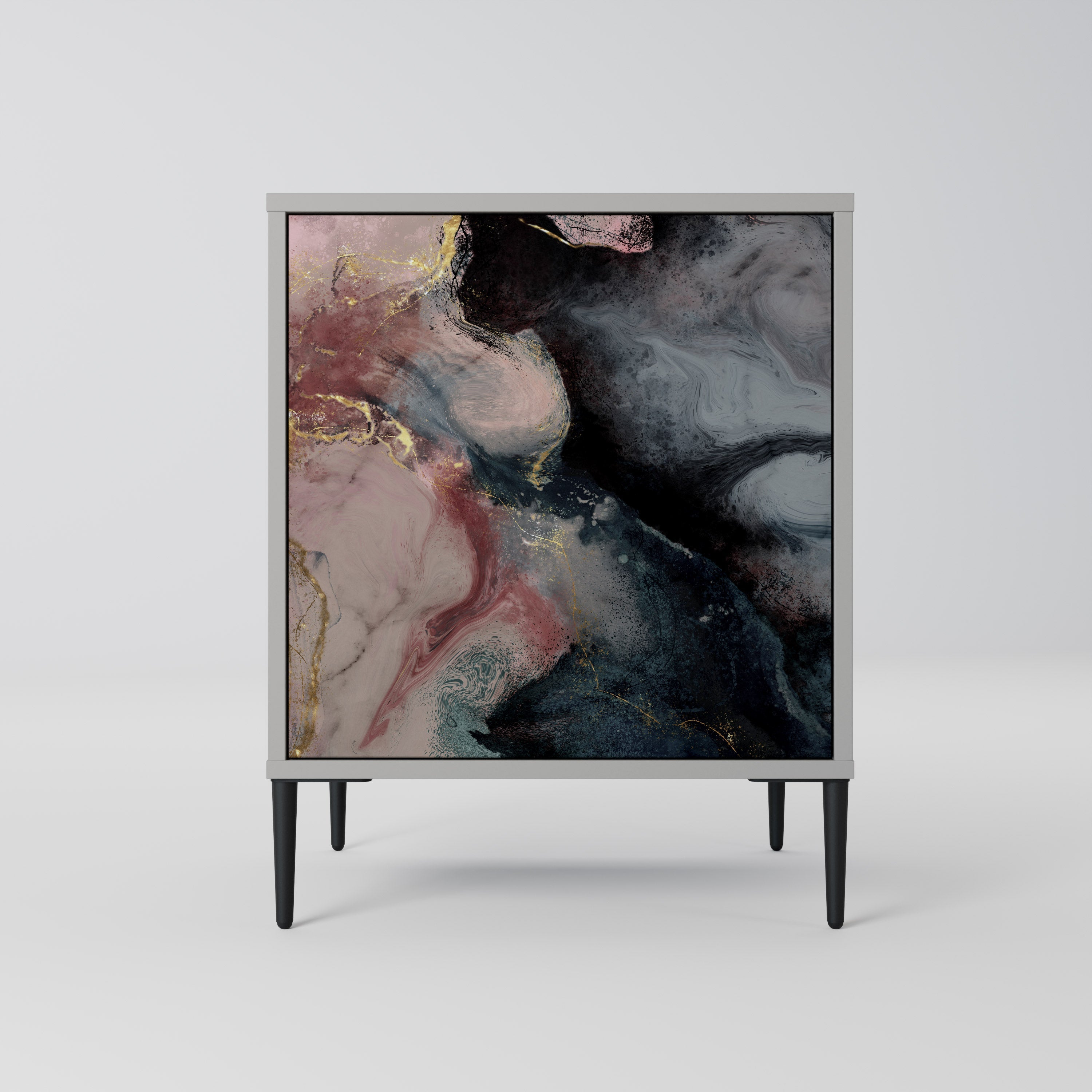 GILDED SWIRLS Aparador de 1 Porta em Acabamento Cinzento