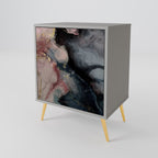 GILDED SWIRLS 1-Door Sideboard in Grey Finish