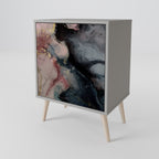 GILDED SWIRLS 1-Door Sideboard in Grey Finish