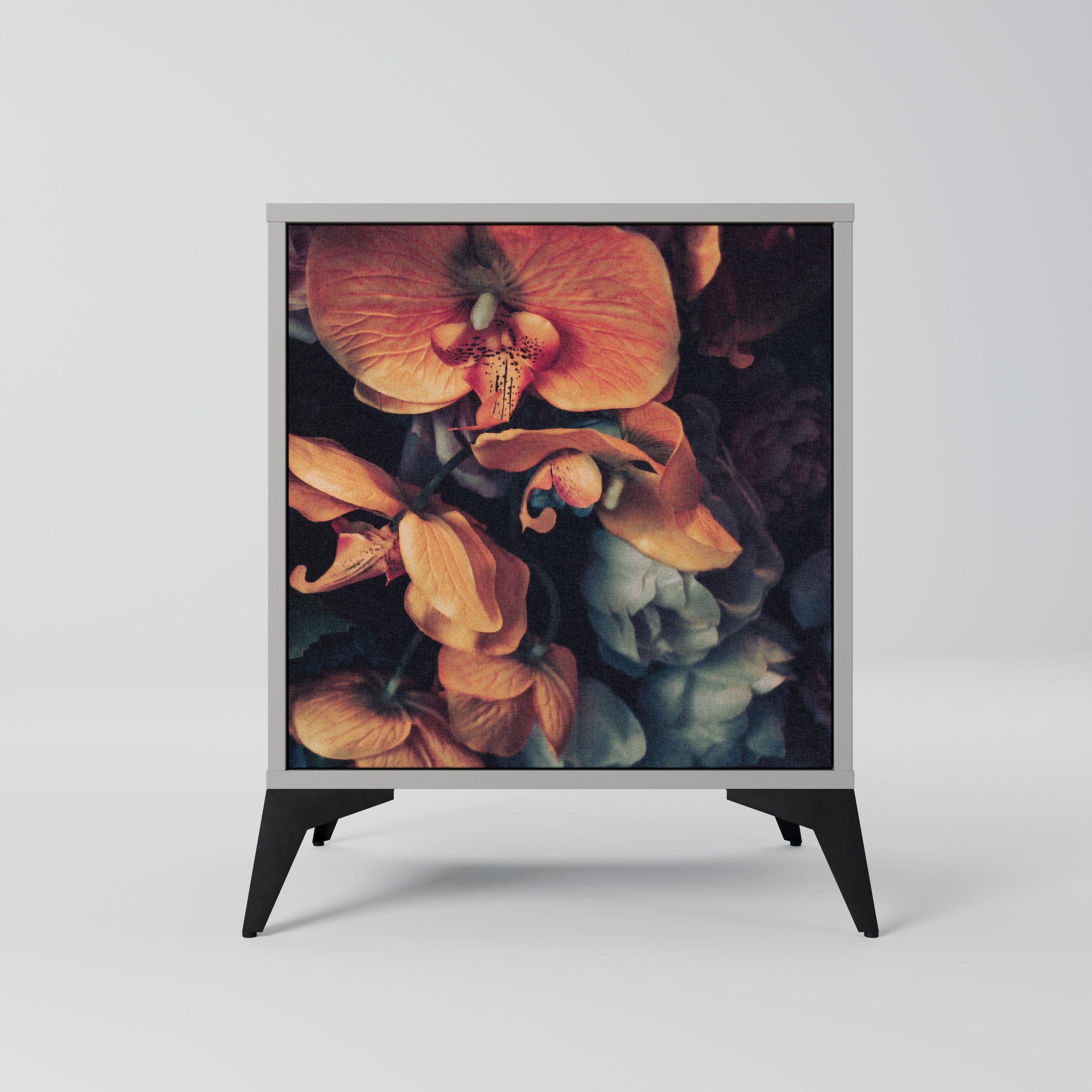 NEVERENDING BLOOM 1-Door Sideboard in Grey Finish