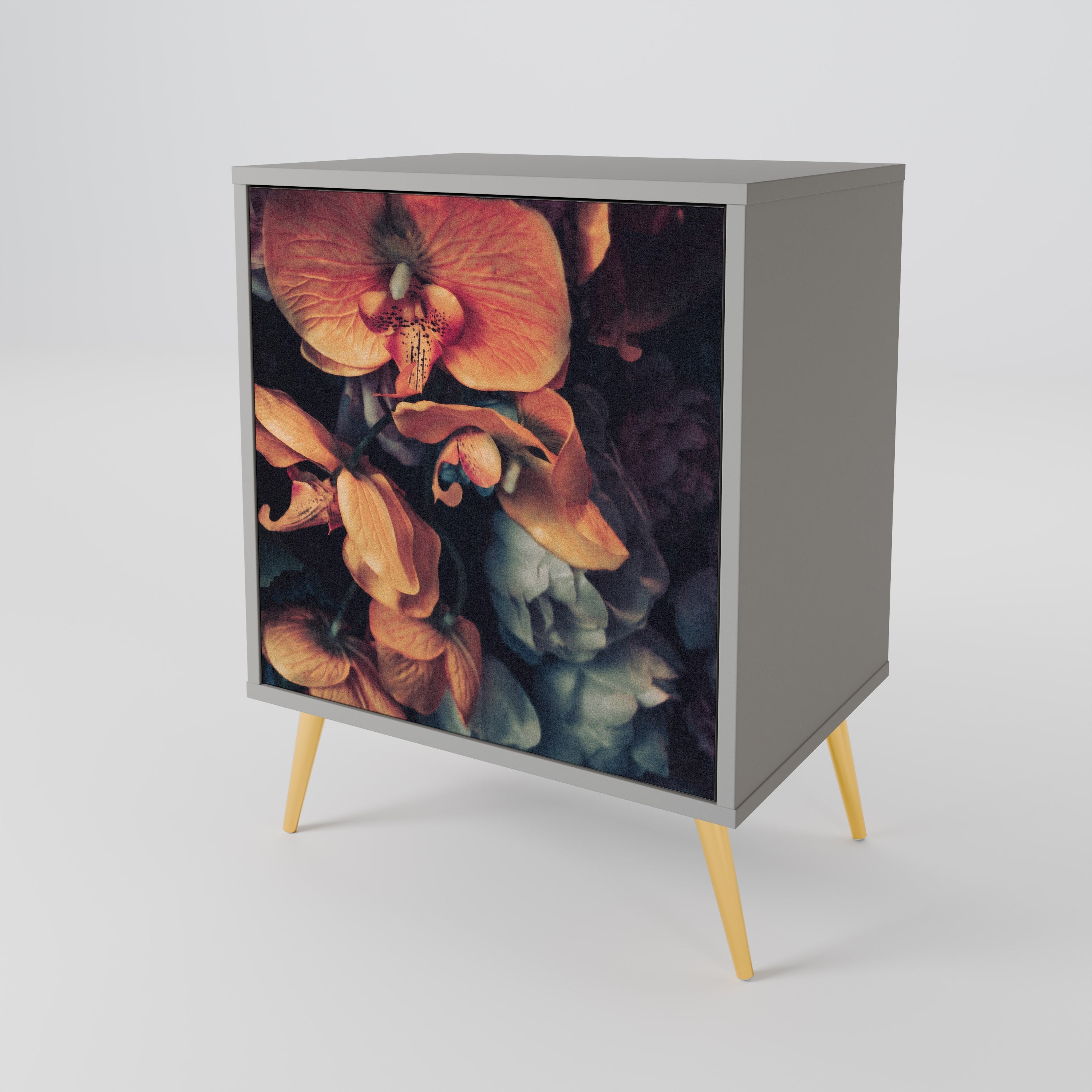 NEVERENDING BLOOM 1-Door Sideboard in Grey Finish