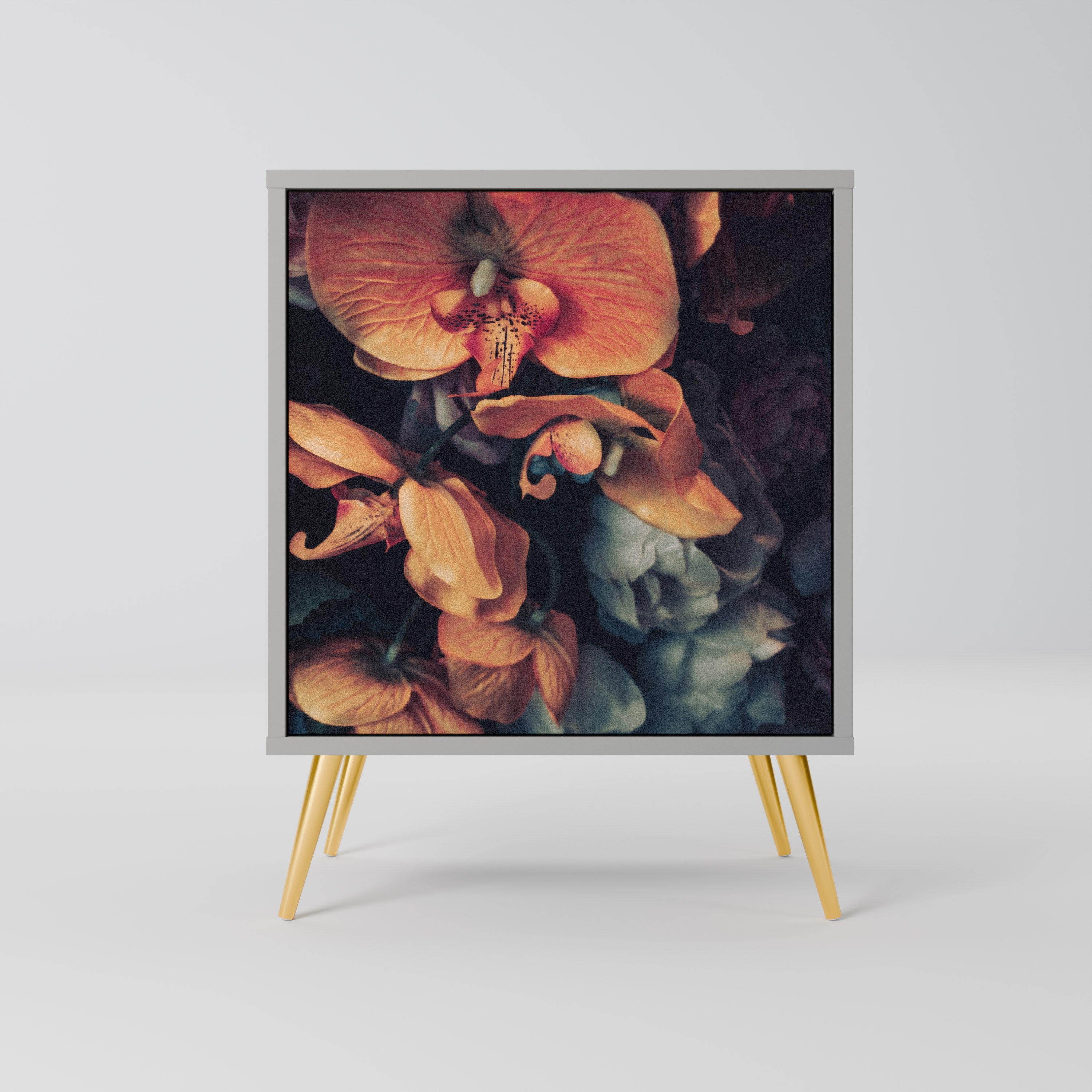 NEVERENDING BLOOM 1-Door Sideboard in Grey Finish