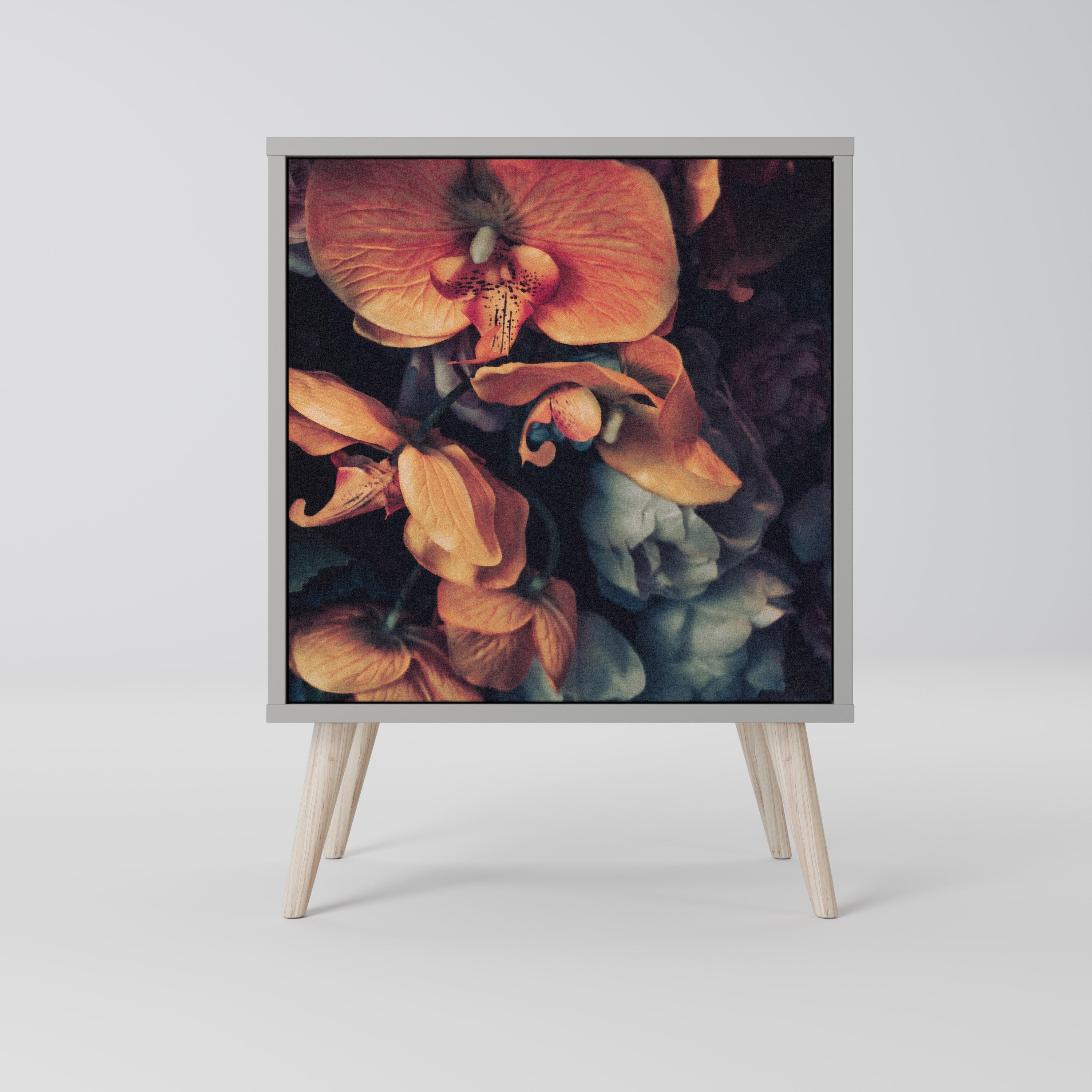 NEVERENDING BLOOM 1-Door Sideboard in Grey Finish