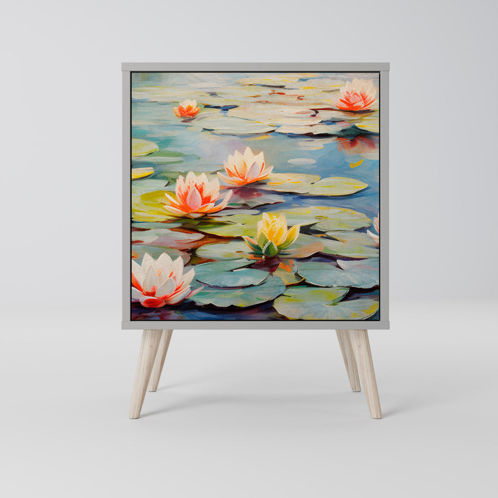 BLOOMING WATERS Aparador de 1 Porta em Acabamento Cinzento