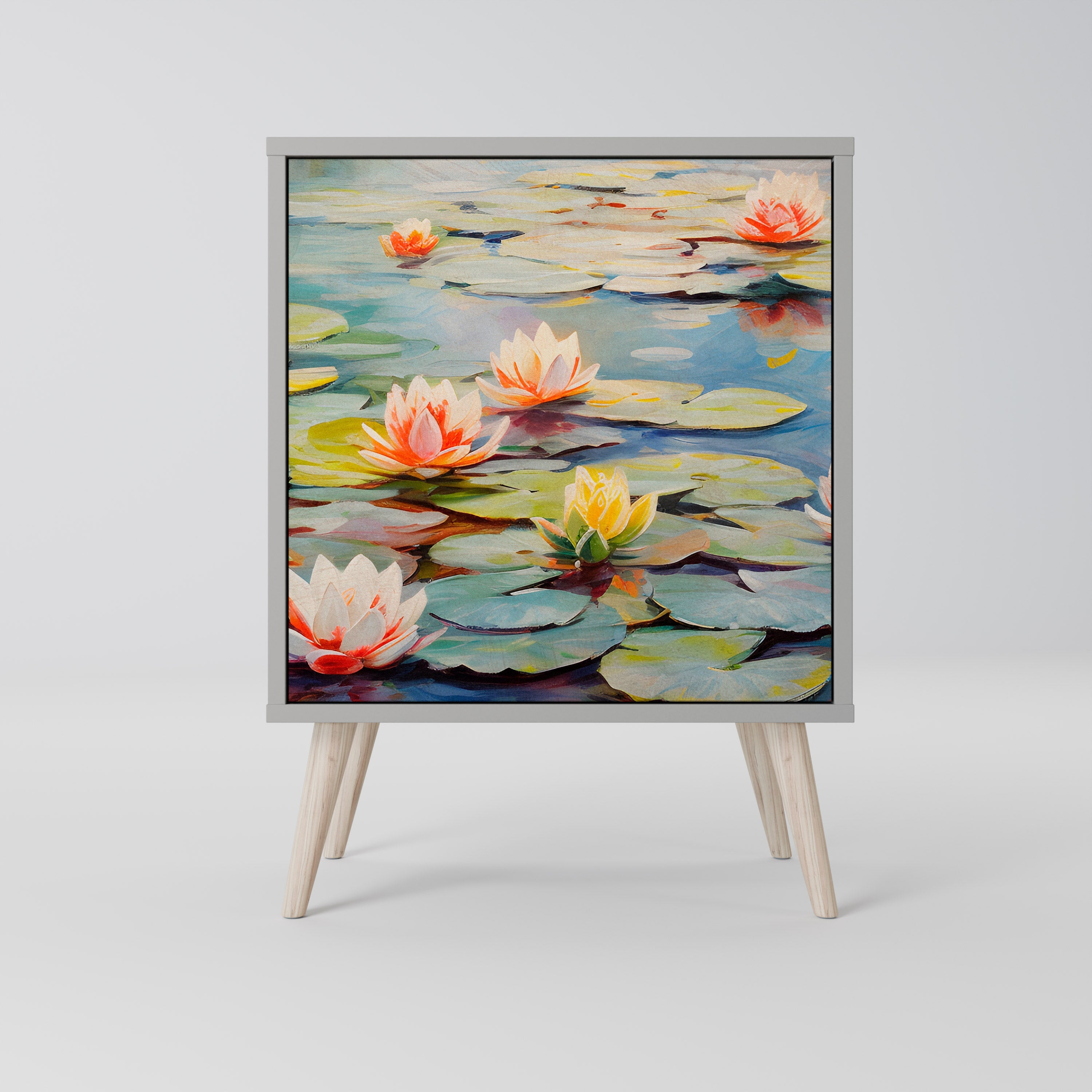 BLOOMING WATERS Aparador de 1 Porta em Acabamento Cinzento