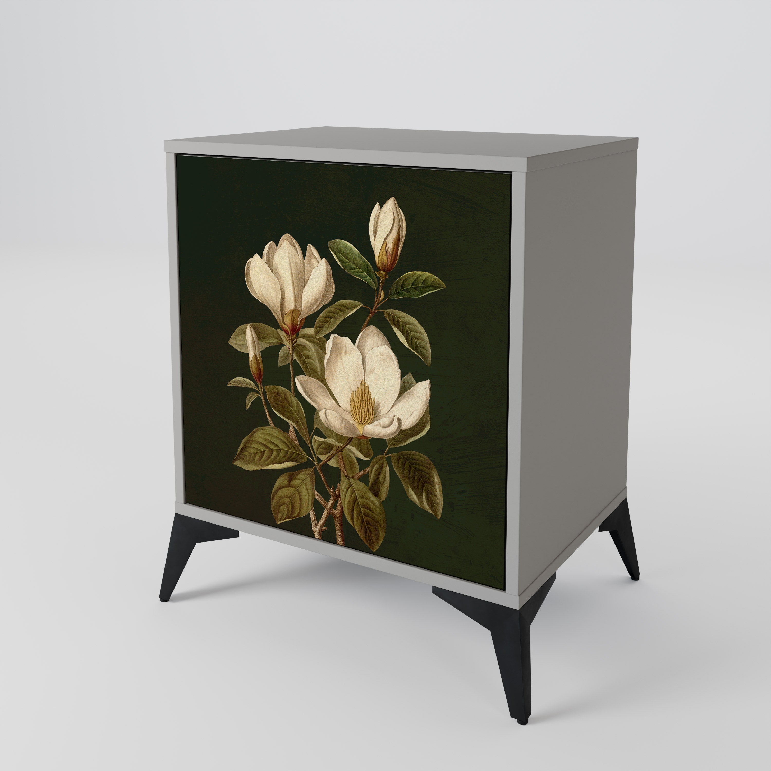 FLORAL NOIR 1-Door Sideboard in Grey Finish