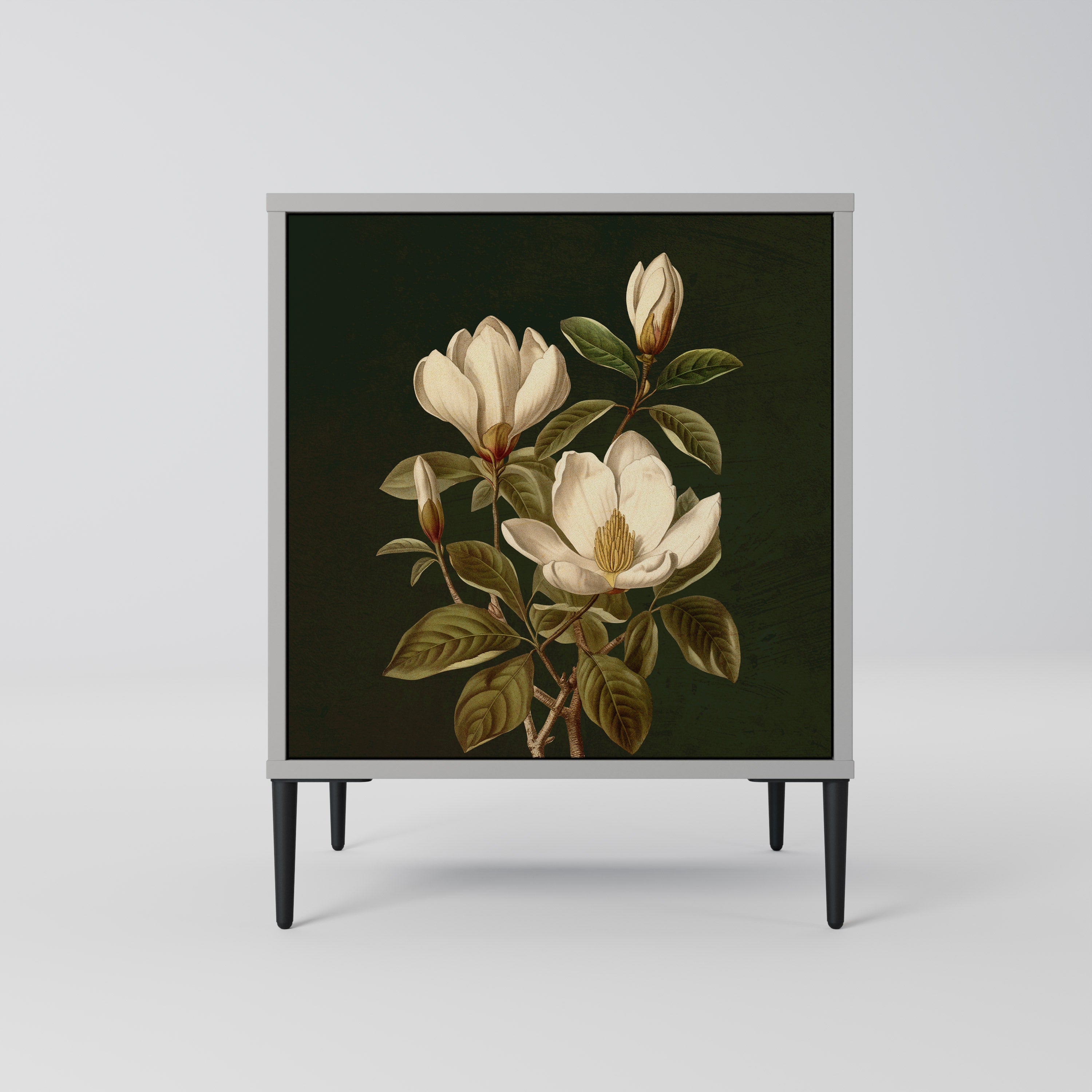 FLORAL NOIR 1-Door Sideboard in Grey Finish