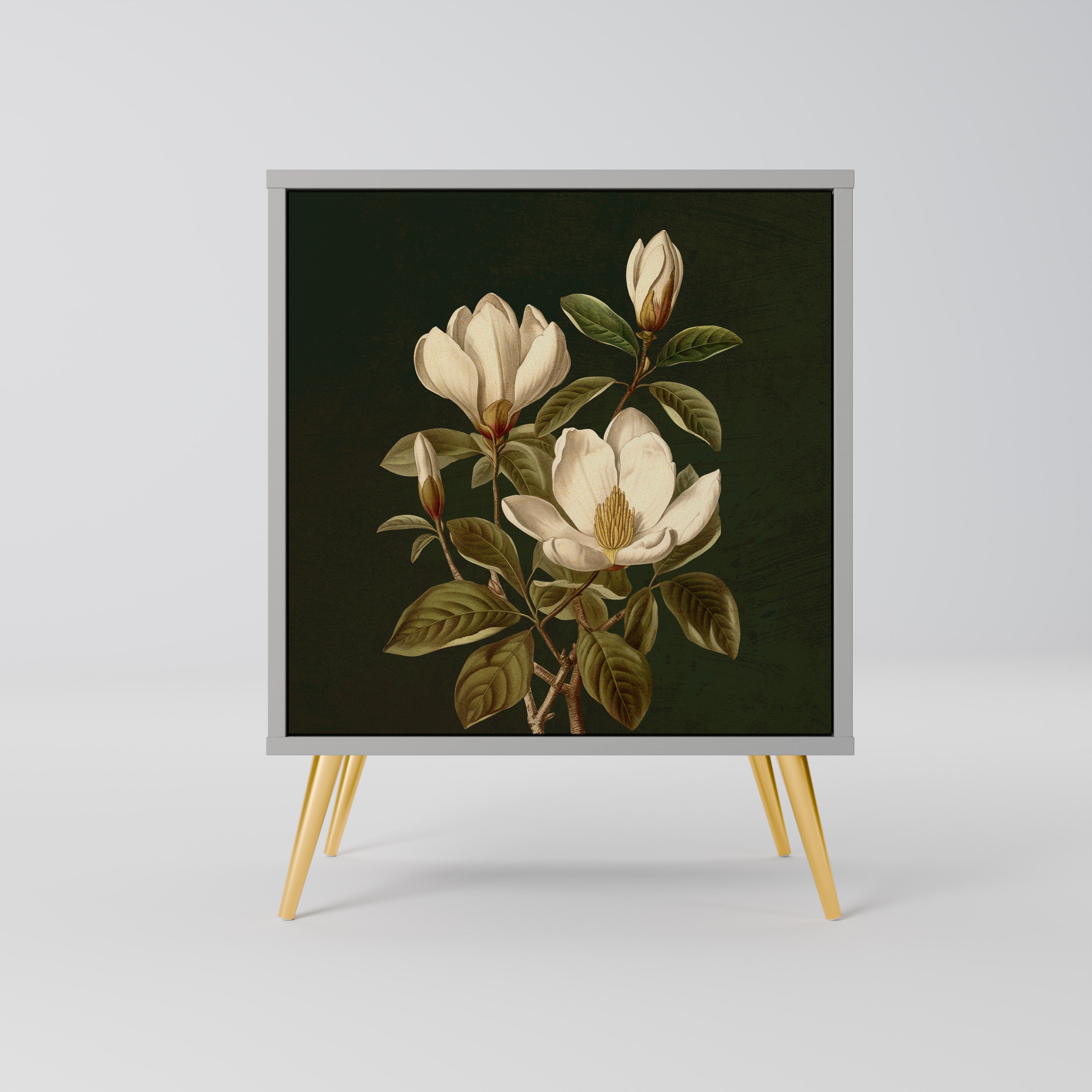 FLORAL NOIR 1-Door Sideboard in Grey Finish