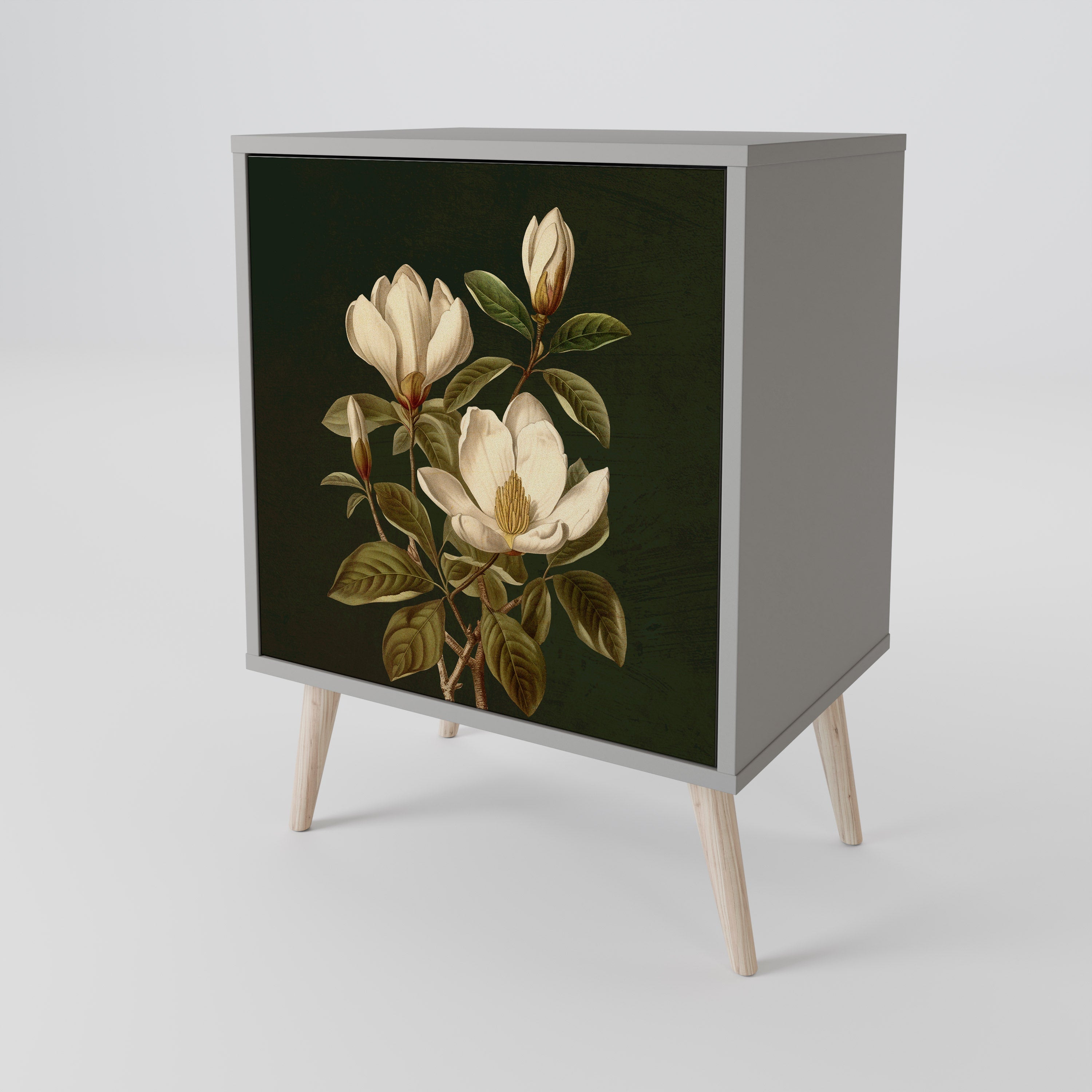 FLORAL NOIR 1-Door Sideboard in Grey Finish
