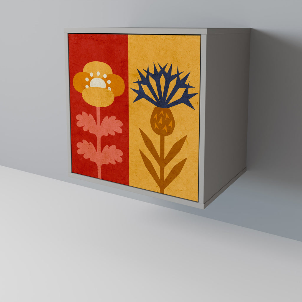 SCANDIC FLOWERET Aparador de 1 Porta em Acabamento Cinzento