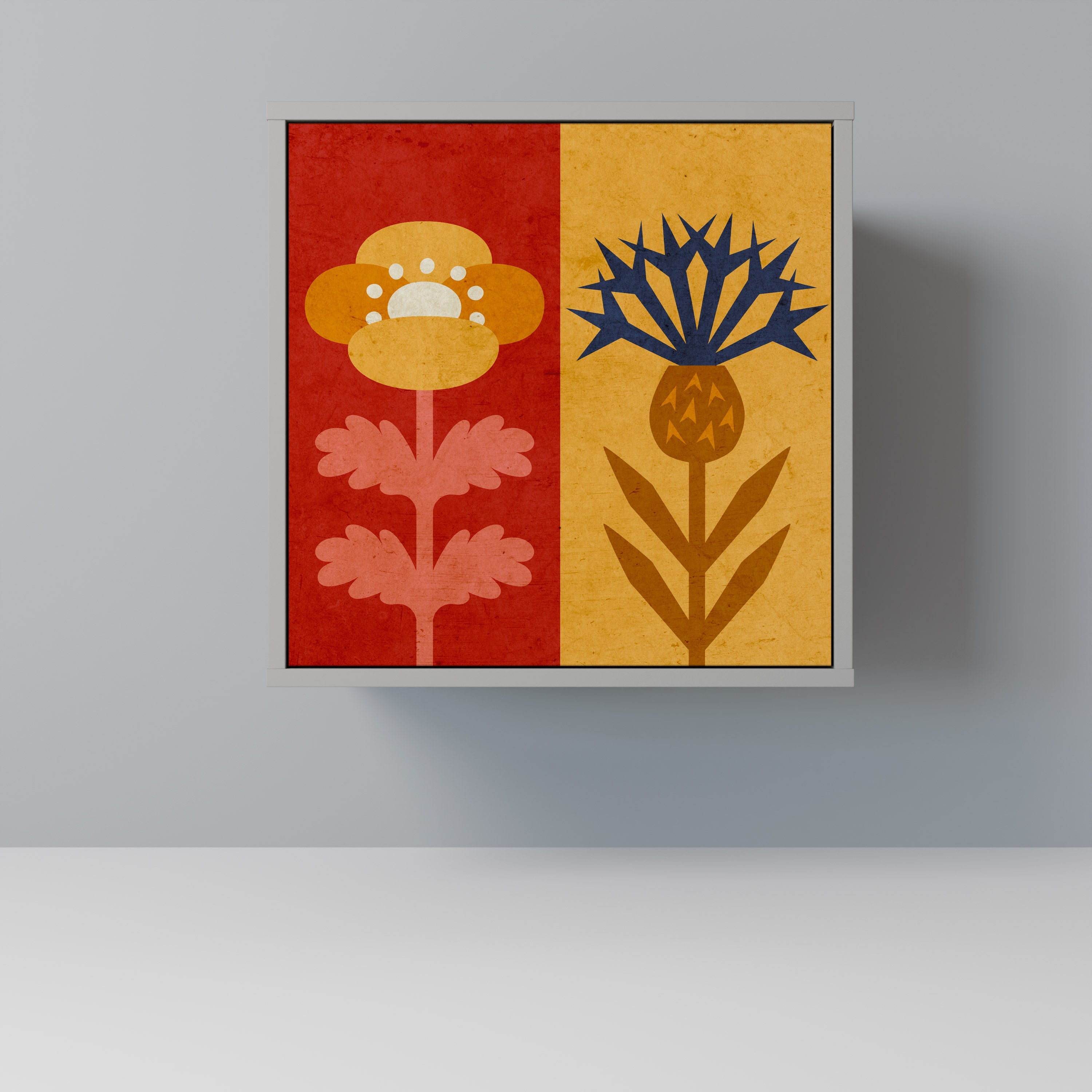 SCANDIC FLOWERET Aparador de 1 Porta em Acabamento Cinzento