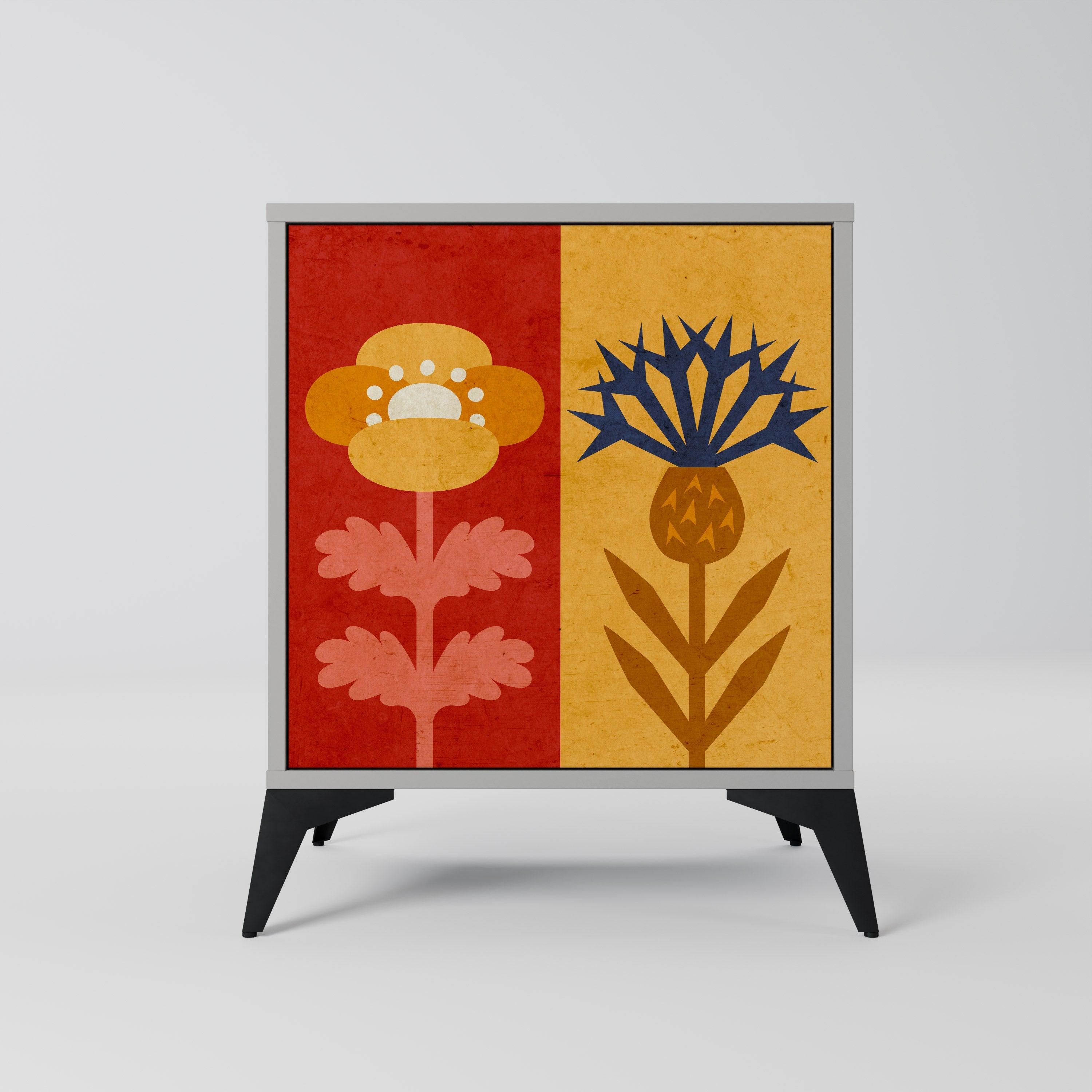 SCANDIC FLOWERET Aparador de 1 Porta em Acabamento Cinzento