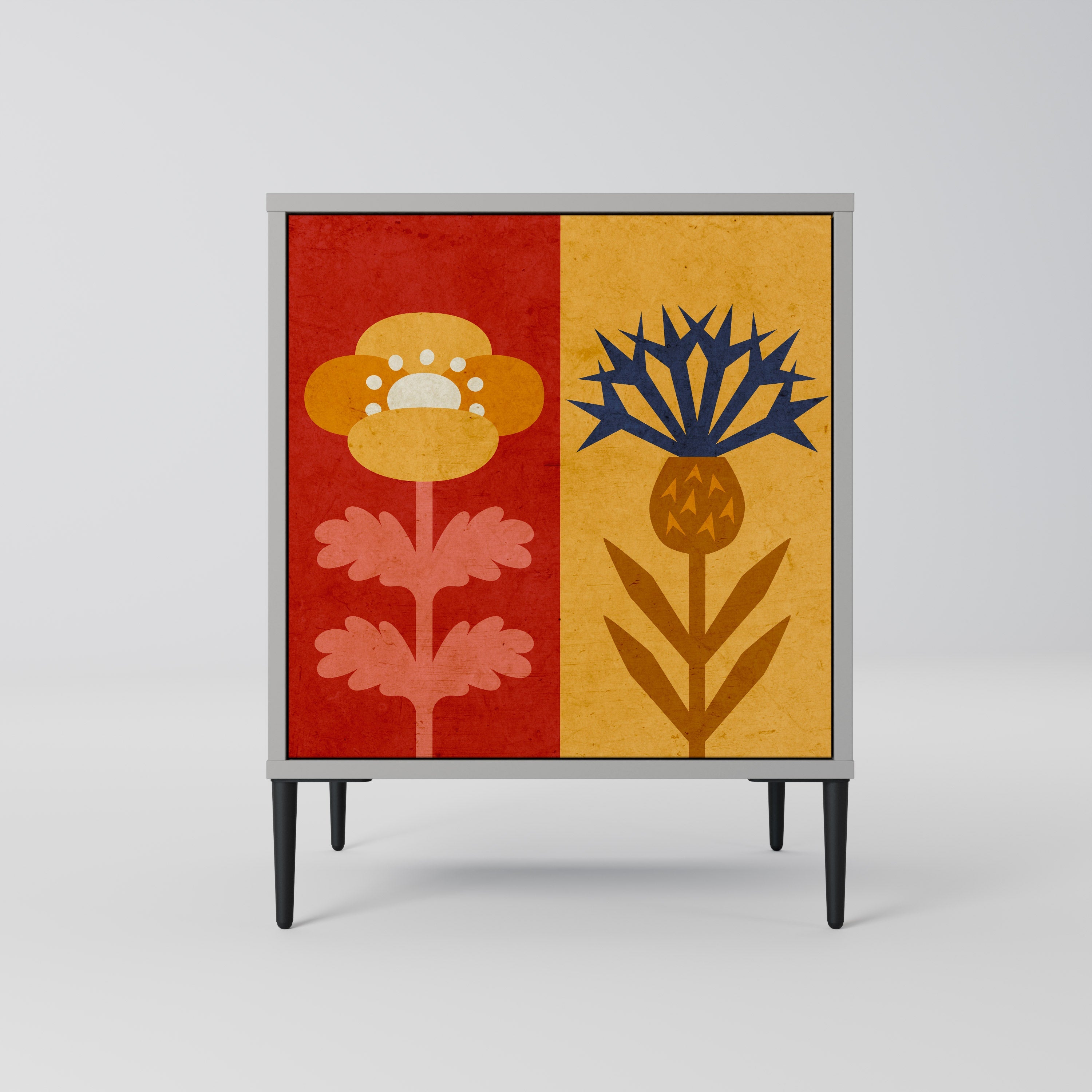 SCANDIC FLOWERET Aparador de 1 Porta em Acabamento Cinzento