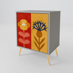 SCANDIC FLOWERET Aparador de 1 Porta em Acabamento Cinzento