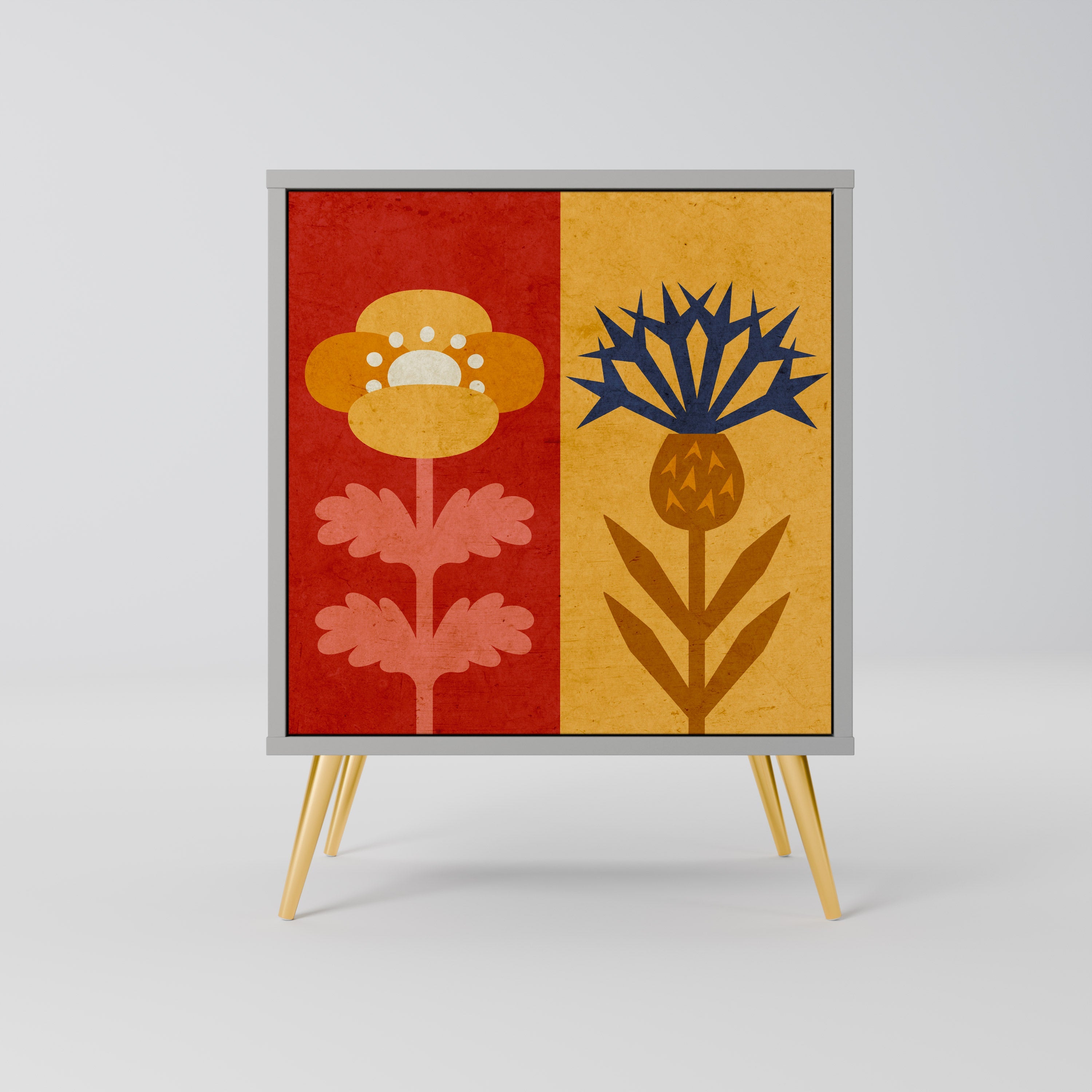 SCANDIC FLOWERET Aparador de 1 Porta em Acabamento Cinzento