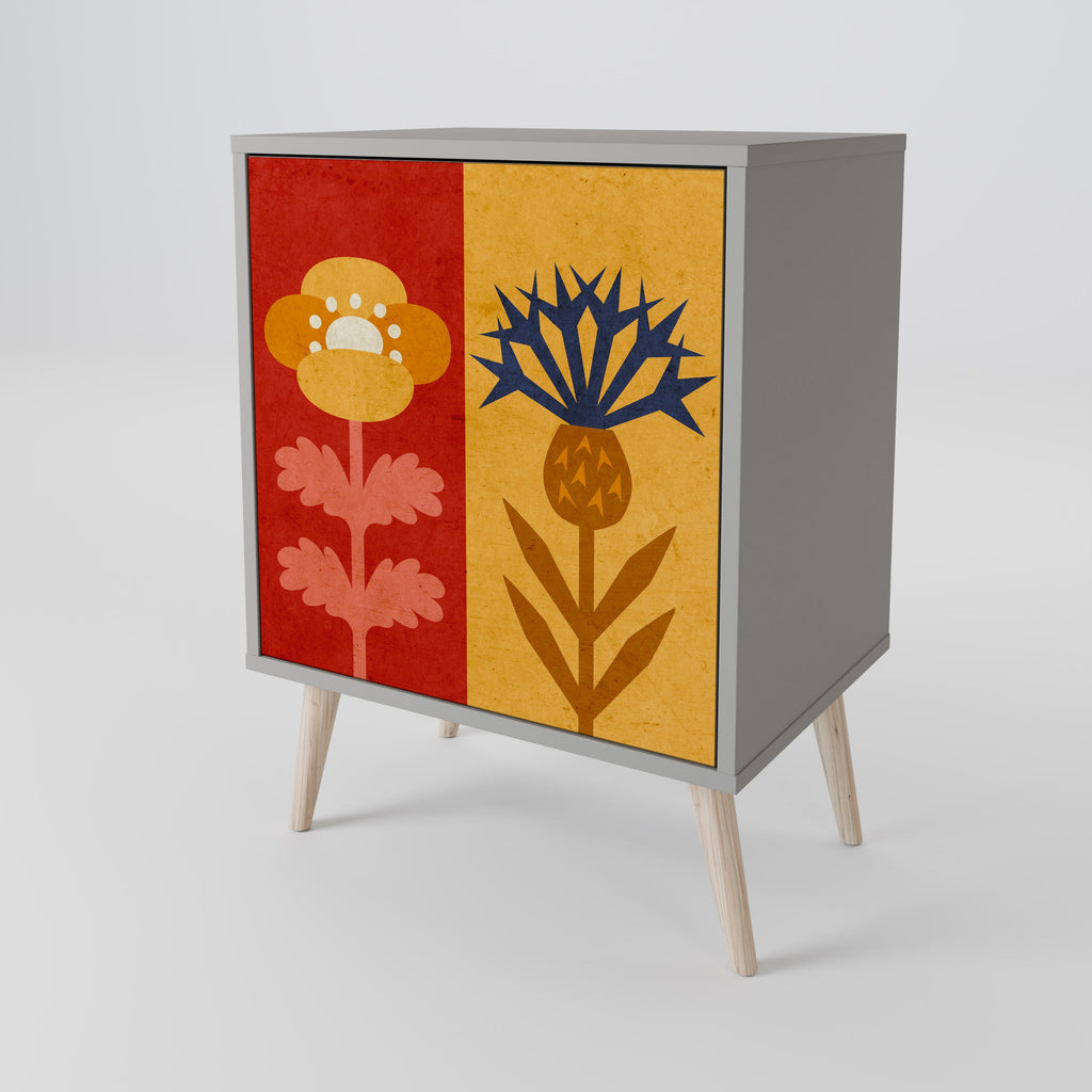 SCANDIC FLOWERET Aparador de 1 Porta em Acabamento Cinzento