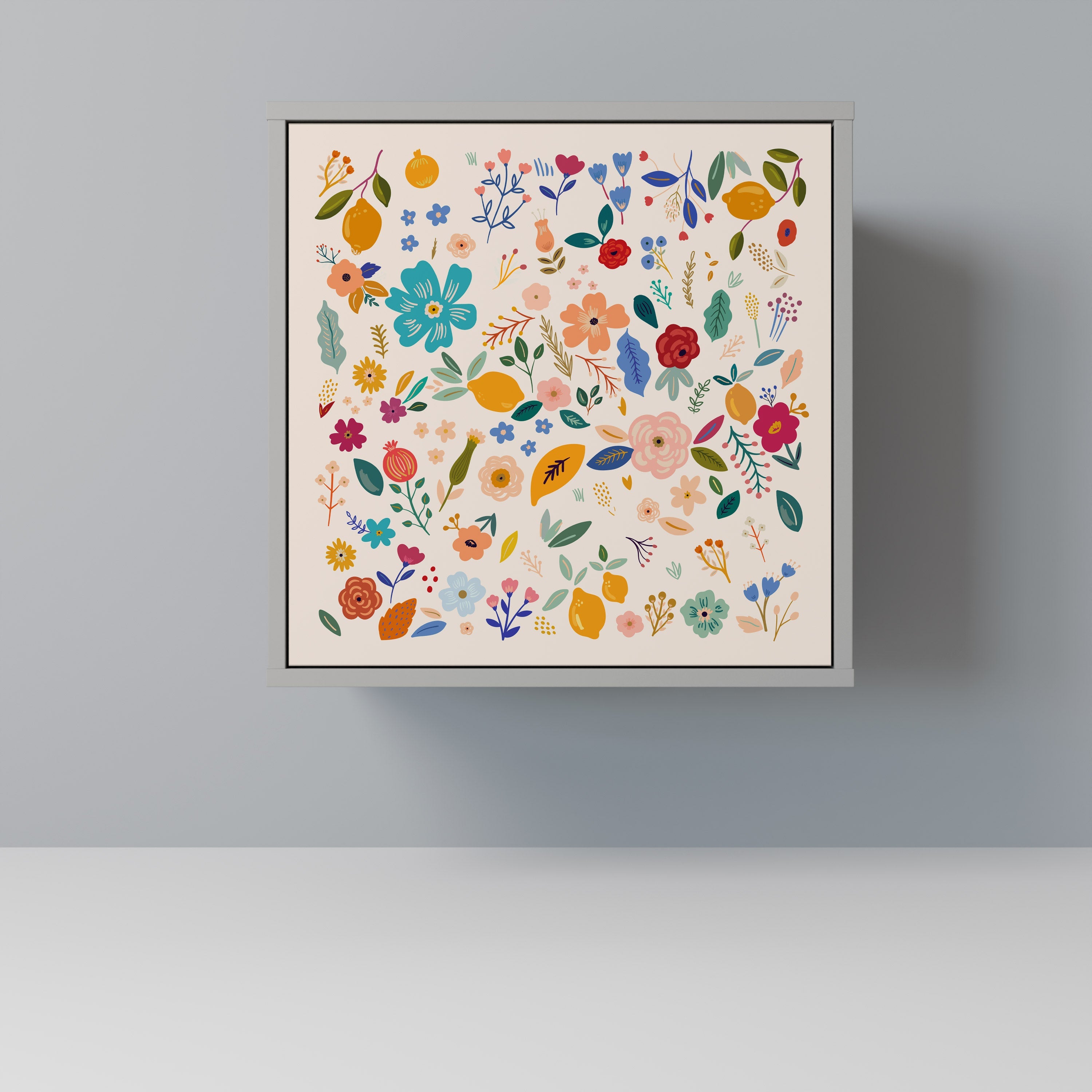 FLORAL COMBINATION Aparador de 1 Porta em Acabamento Cinzento