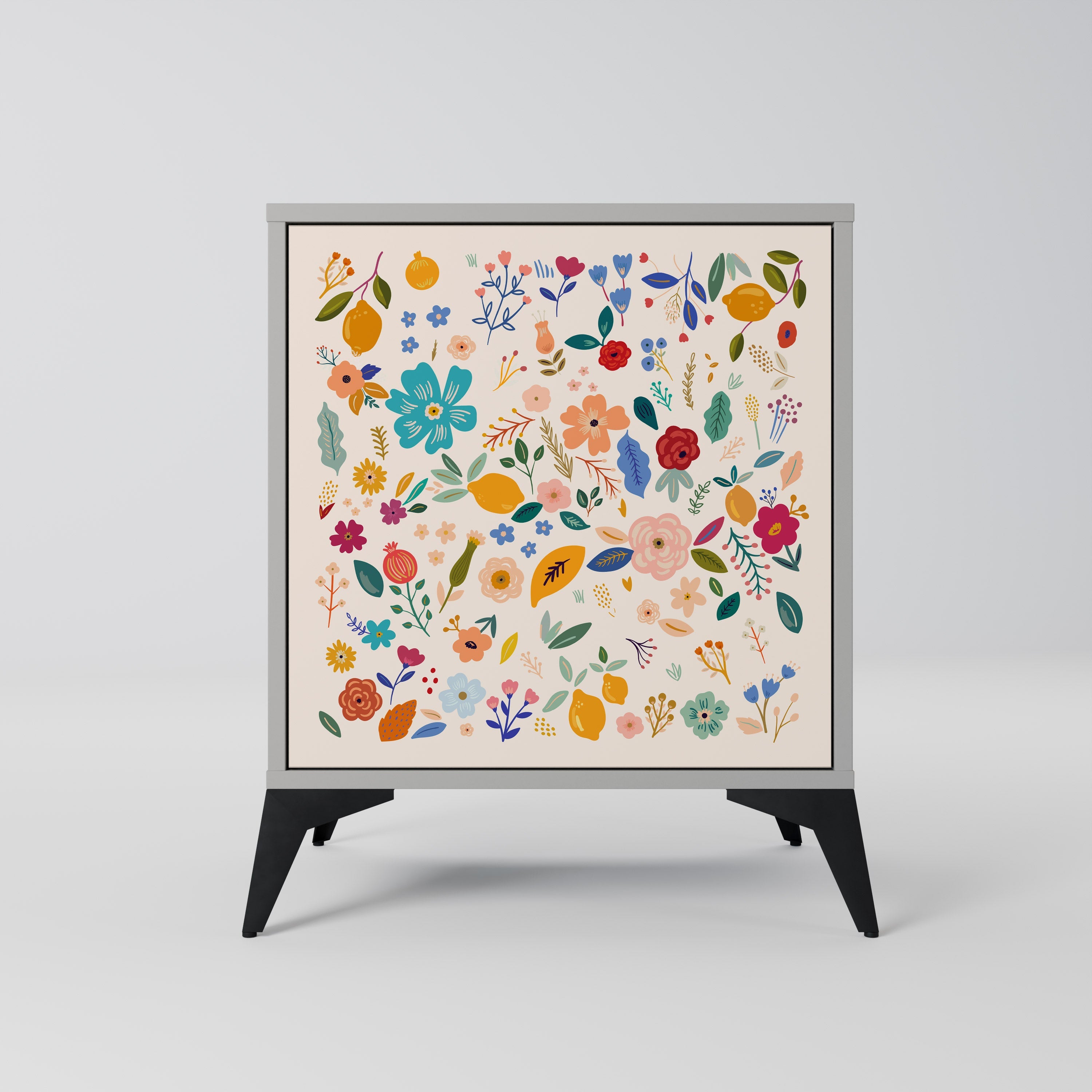FLORAL COMBINATION Aparador de 1 Porta em Acabamento Cinzento
