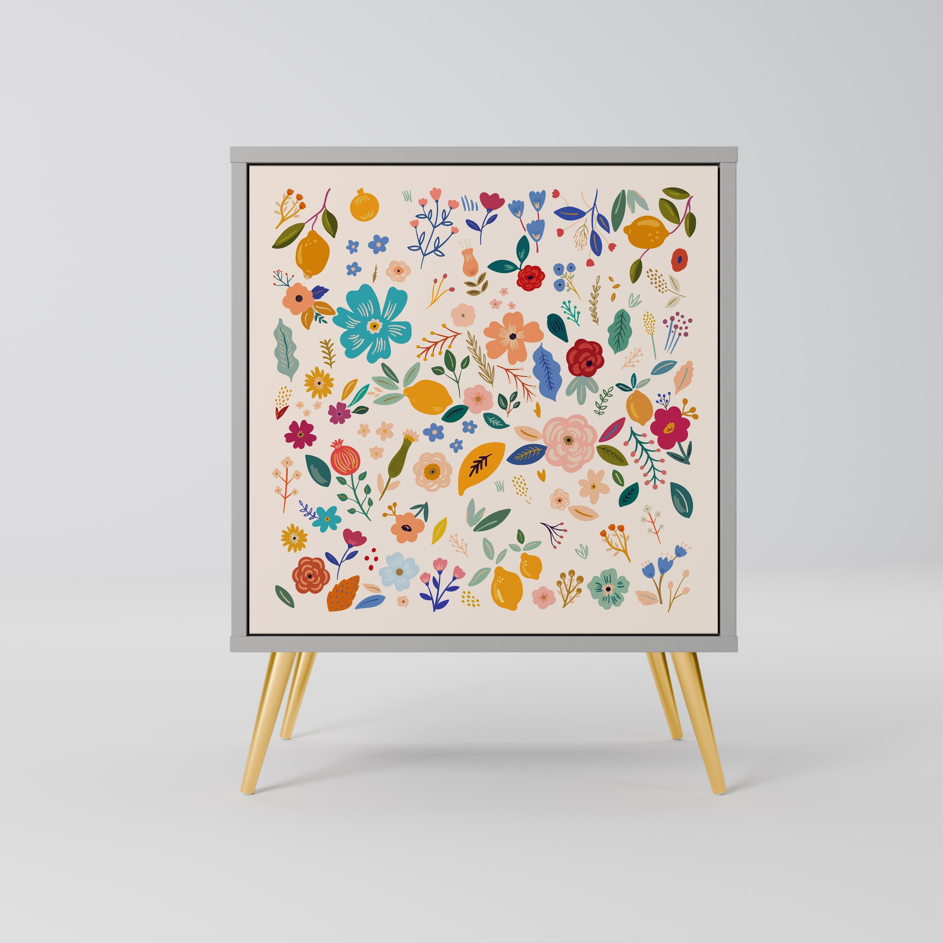 FLORAL COMBINATION Aparador de 1 Porta em Acabamento Cinzento